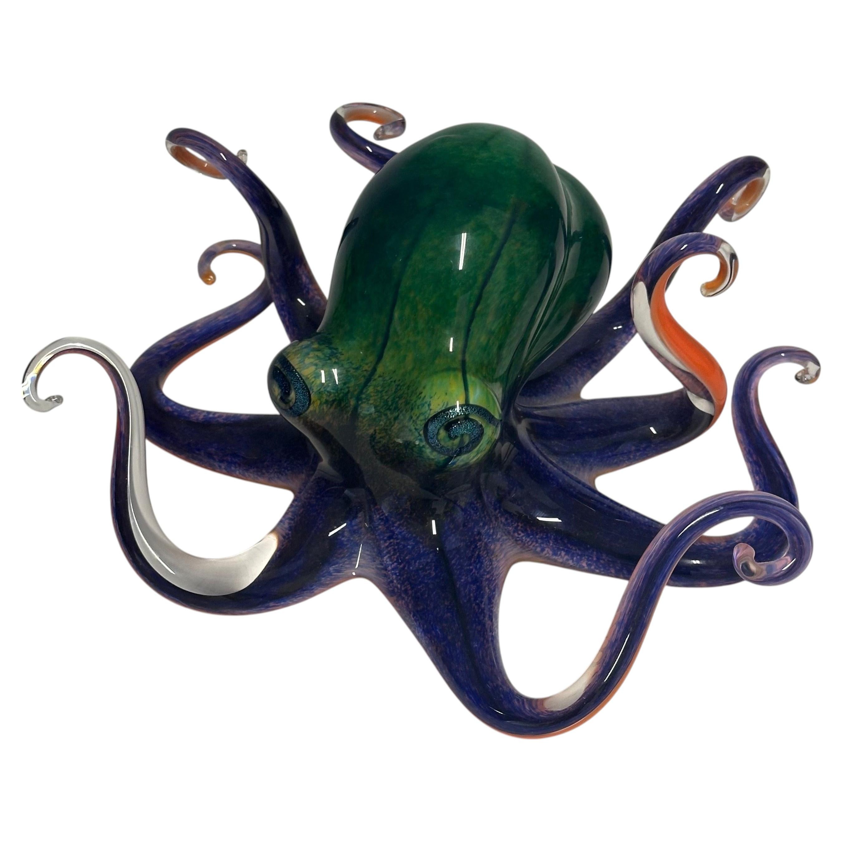 Opaline Art Glass Octopus Sculpture by Michael Hopko