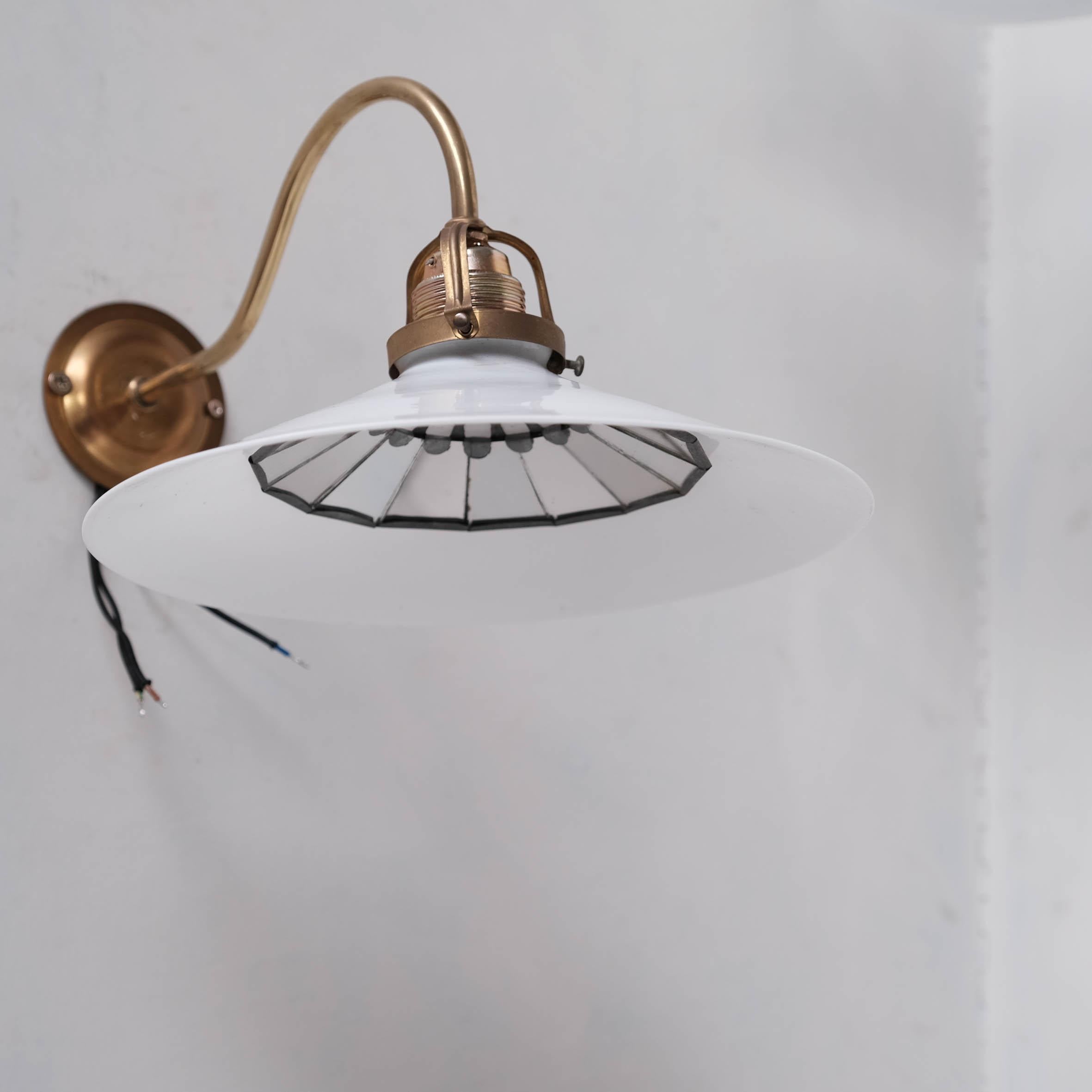 Opaline, Brass and Reflective Glass Wall Lights '18 Available' In Good Condition For Sale In London, GB
