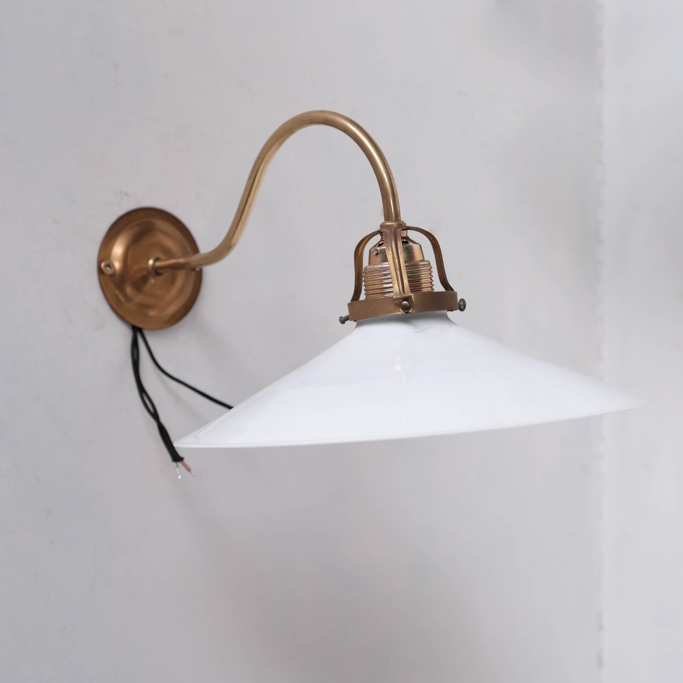 20th Century Opaline, Brass and Reflective Glass Wall Lights '18 Available' For Sale