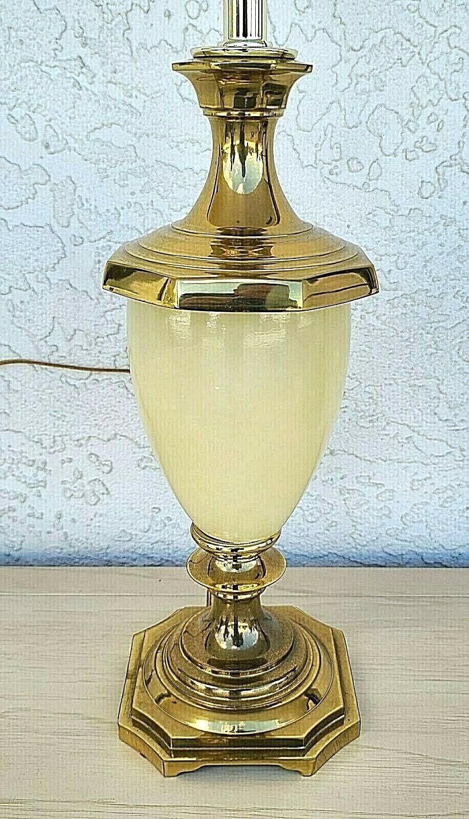 Opaline Glass Opaline & Brass High-End Table Lamp For Sale