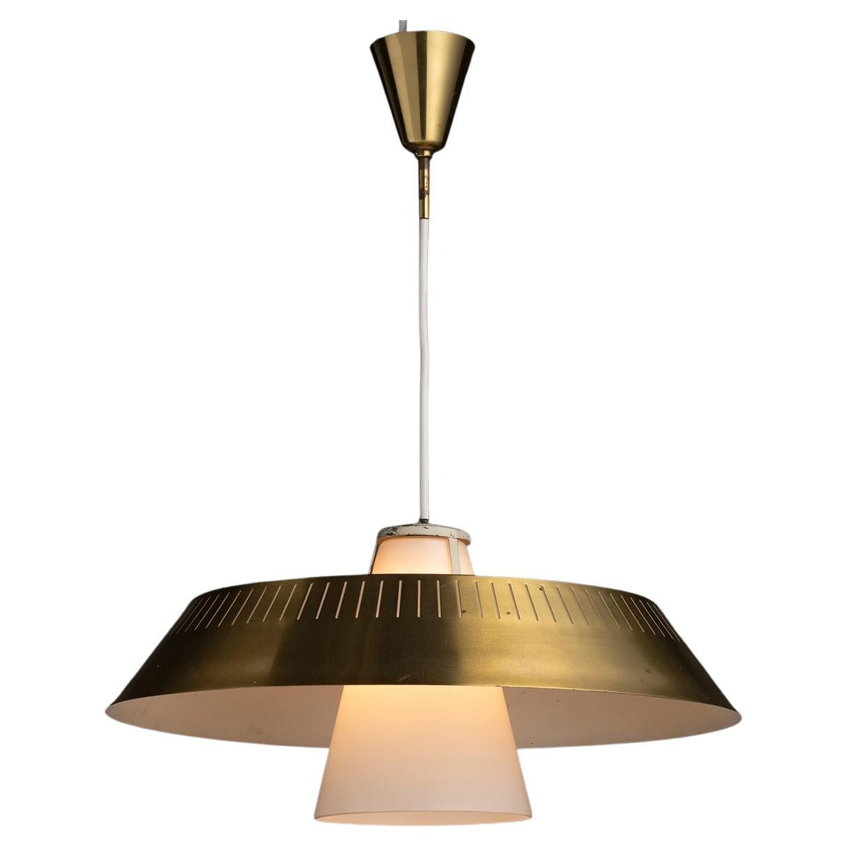 Opaline 
Brass Pendant, Finland 1950