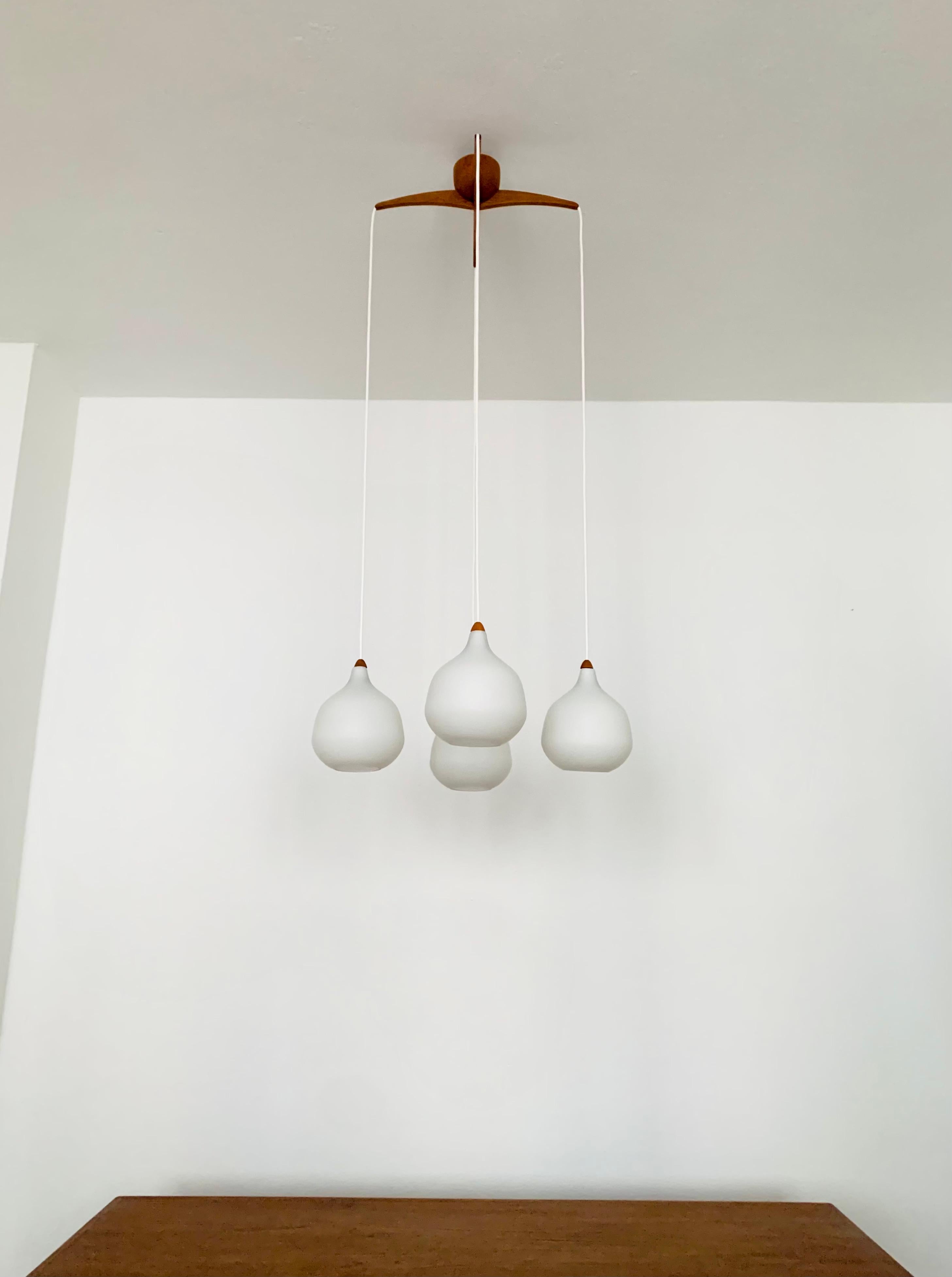 Scandinavian Modern Opaline Cascading Lamp by Uno and Östen Kristiansson for Luxus For Sale