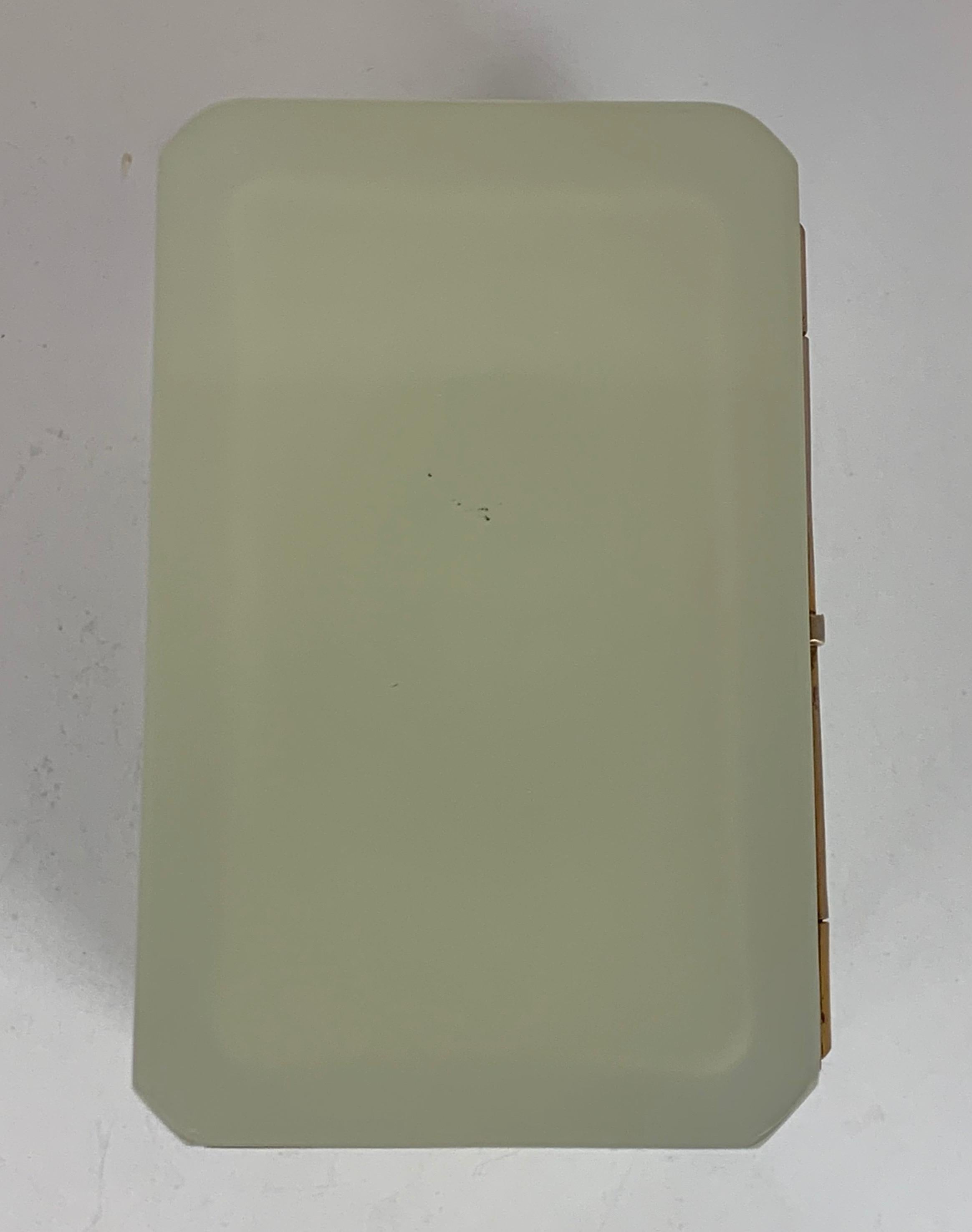 20th Century  French Hinged Celadon Opaline Glass Box with Gilt Frame & Key