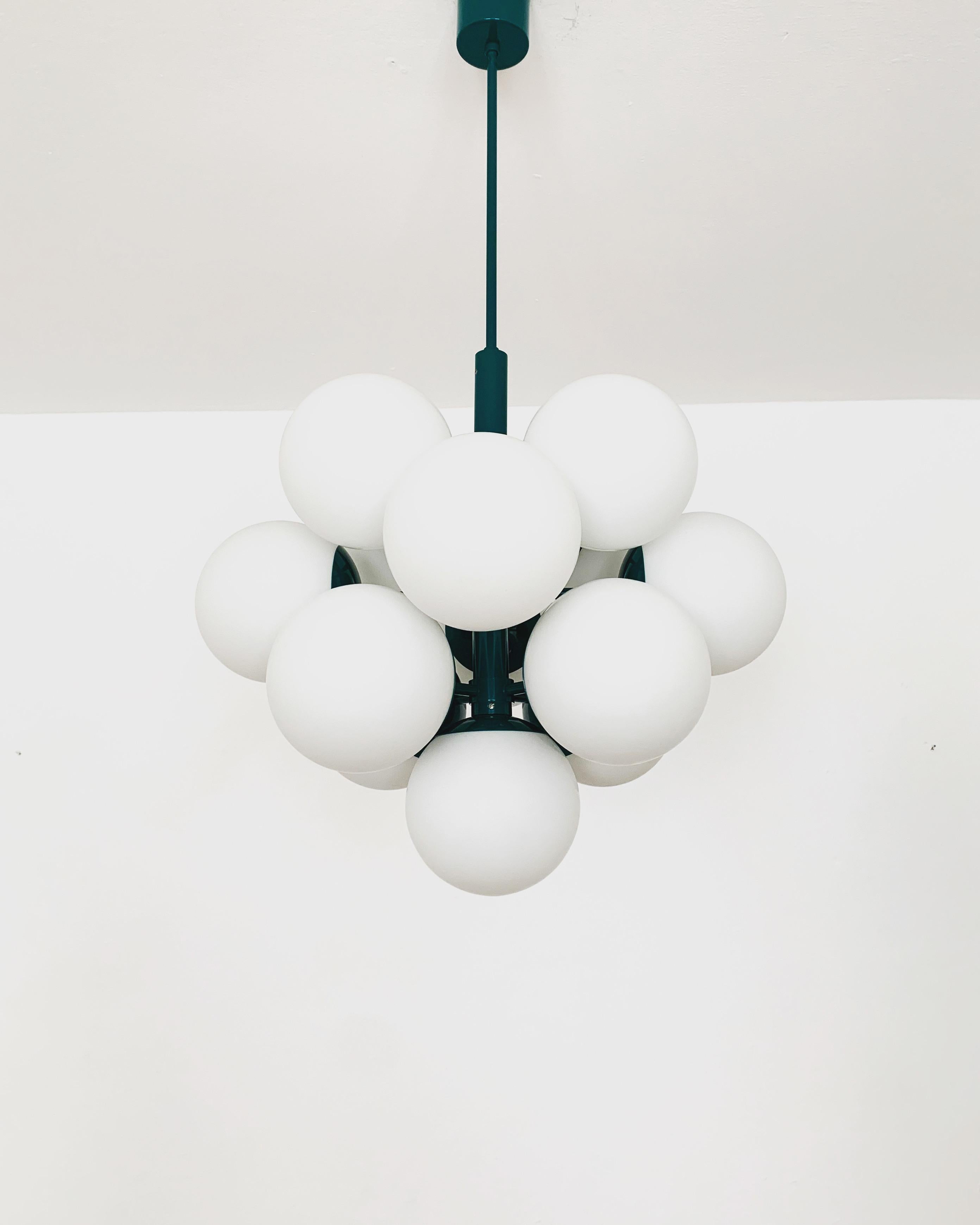 Mid-Century Modern Opaline Chandelier by Kaiser Leuchten For Sale