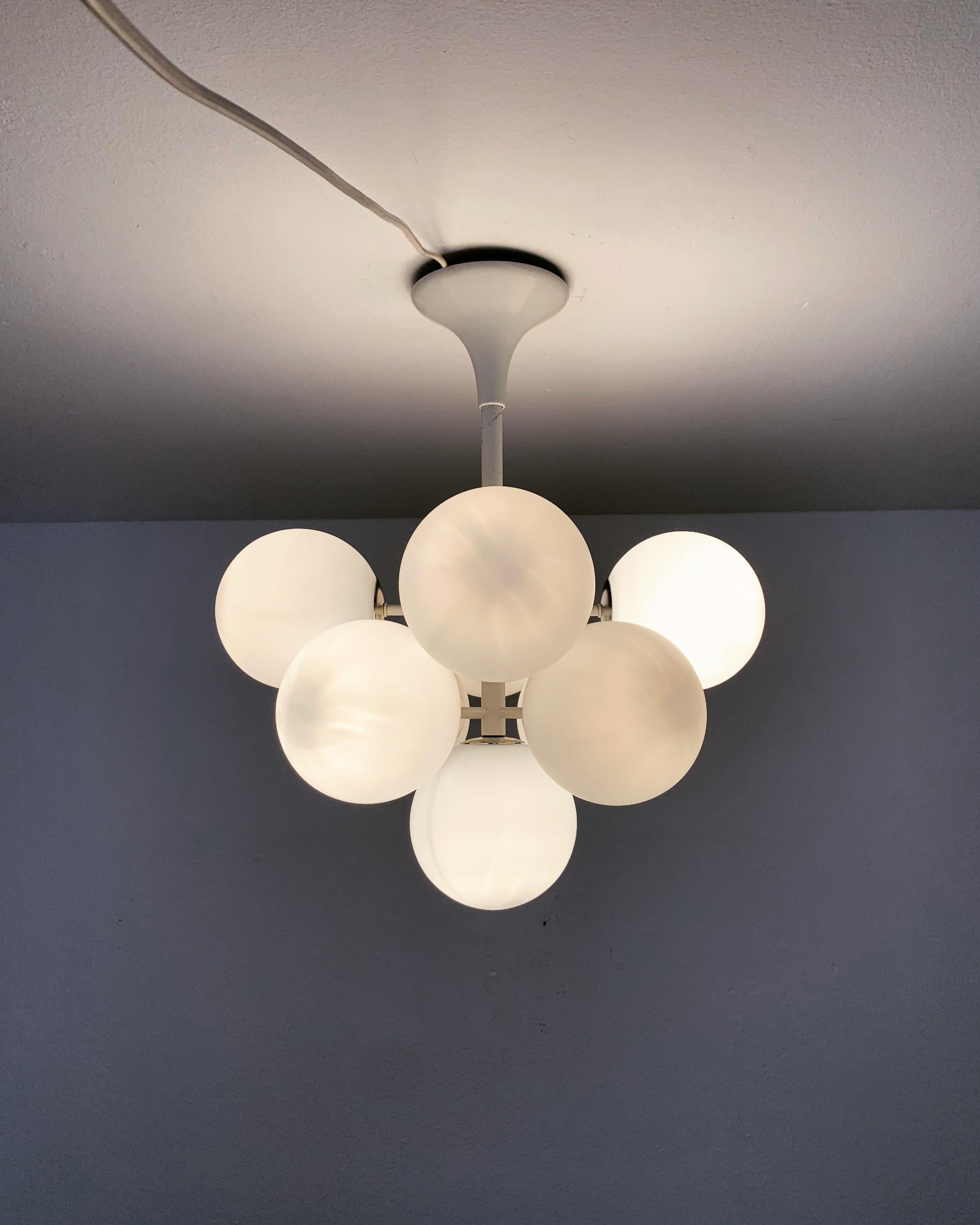 Mid-20th Century Opaline Chandelier by Max Bill for Temde For Sale