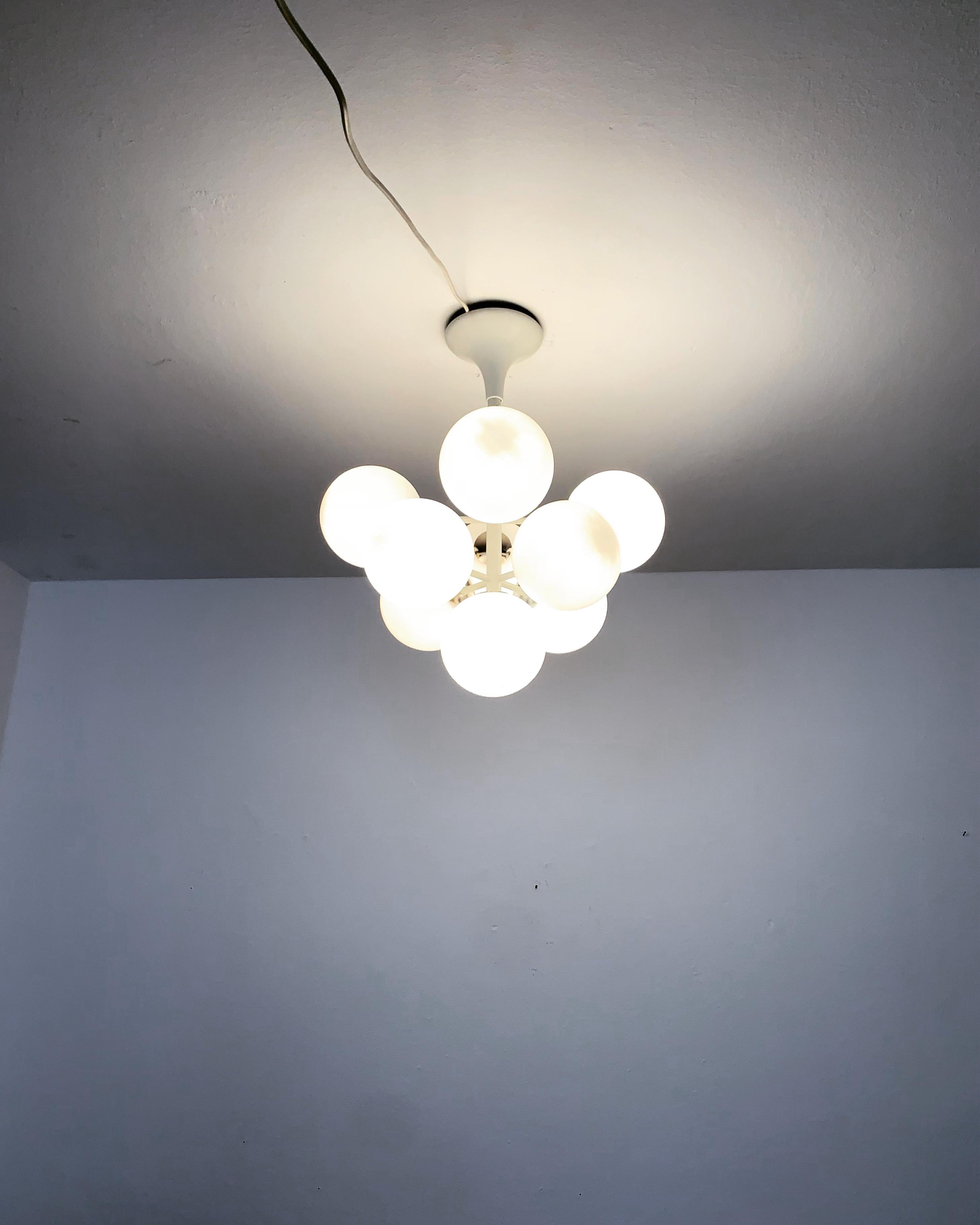 Mid-20th Century Opaline Chandelier by Max Bill for Temde For Sale