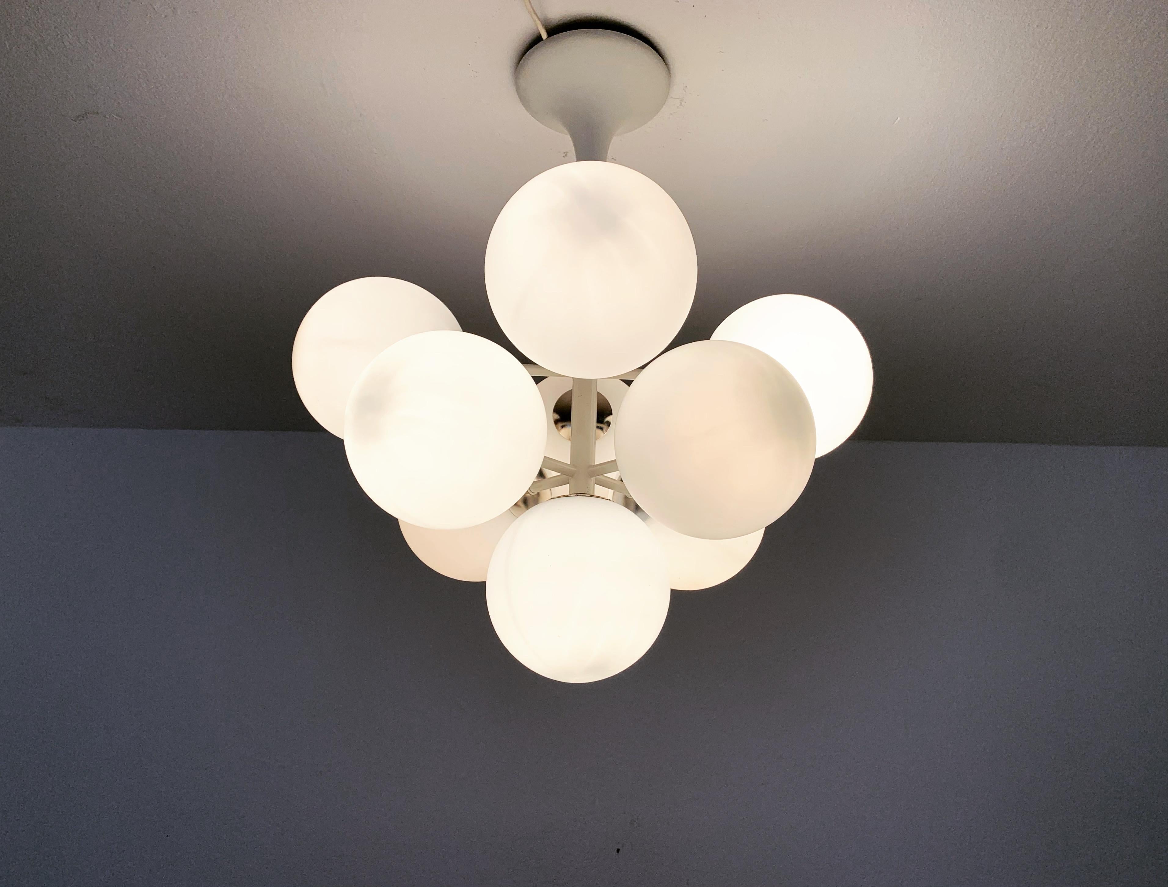 Metal Opaline Chandelier by Max Bill for Temde For Sale