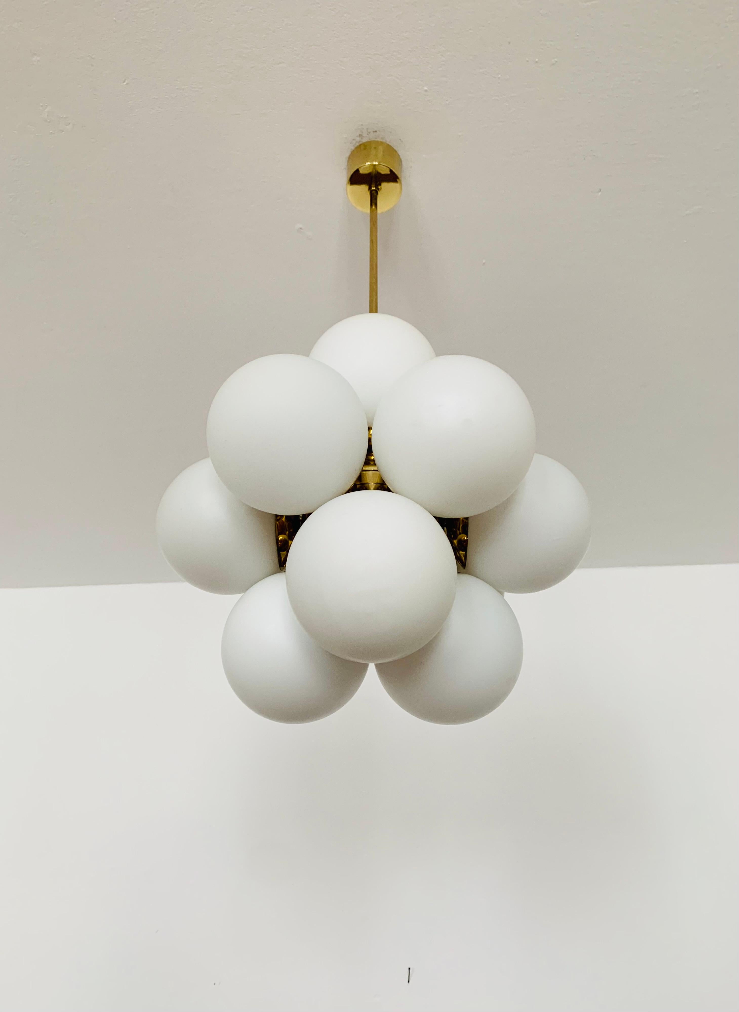 Metal Opaline Chandelier from Kaiser Leuchten For Sale