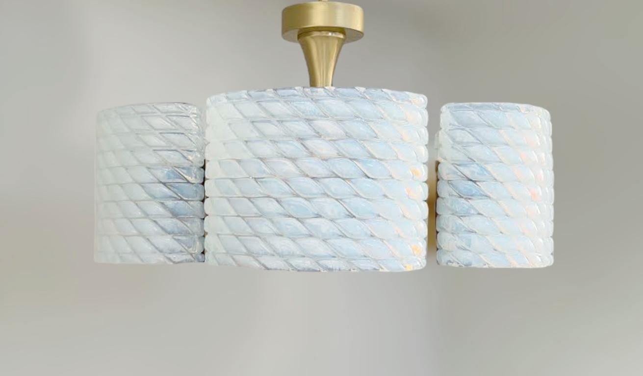 Italian Opaline Diamante Chandelier by Fabio Ltd For Sale
