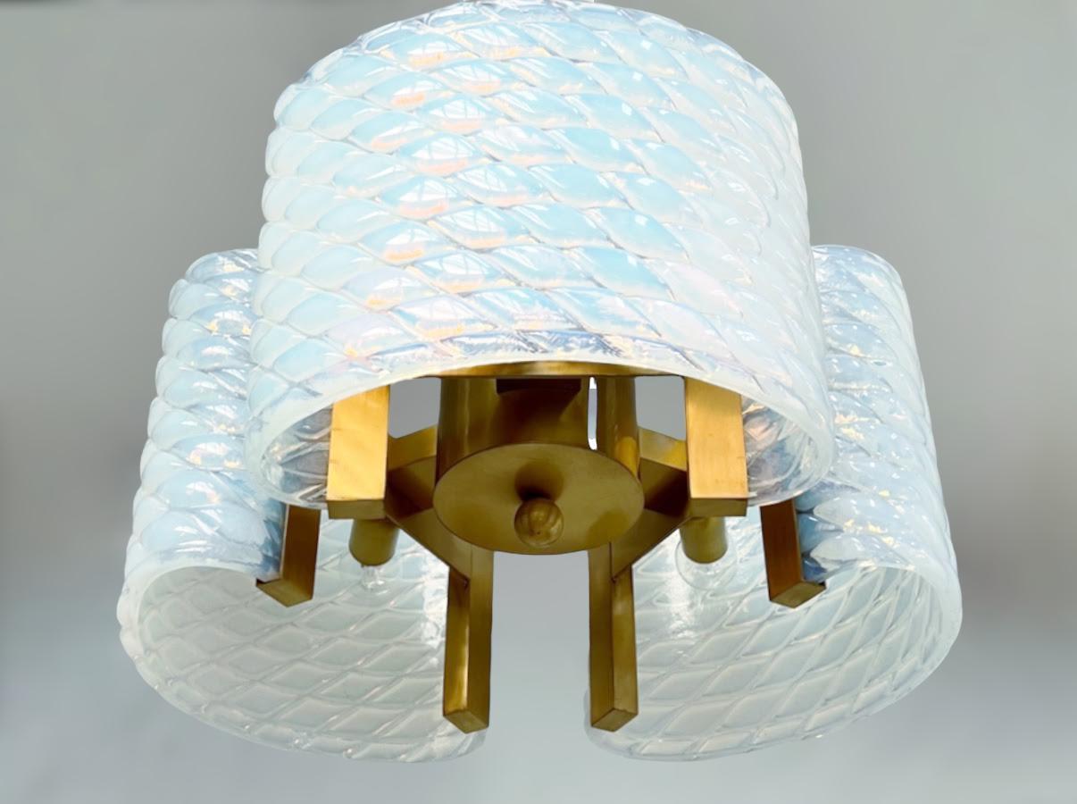 Ottone Lampadario Opaline Diamante di Fabio Ltd in vendita