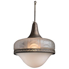 Opaline 
Etched Glass Pendant, Germany circa 1910