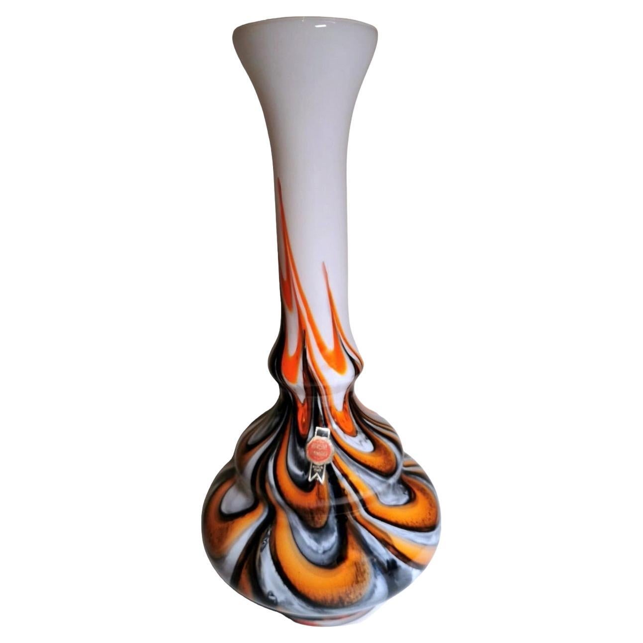 Opaline Florence VB grand vase italien multicolore Vetreria Barbieri Empoli