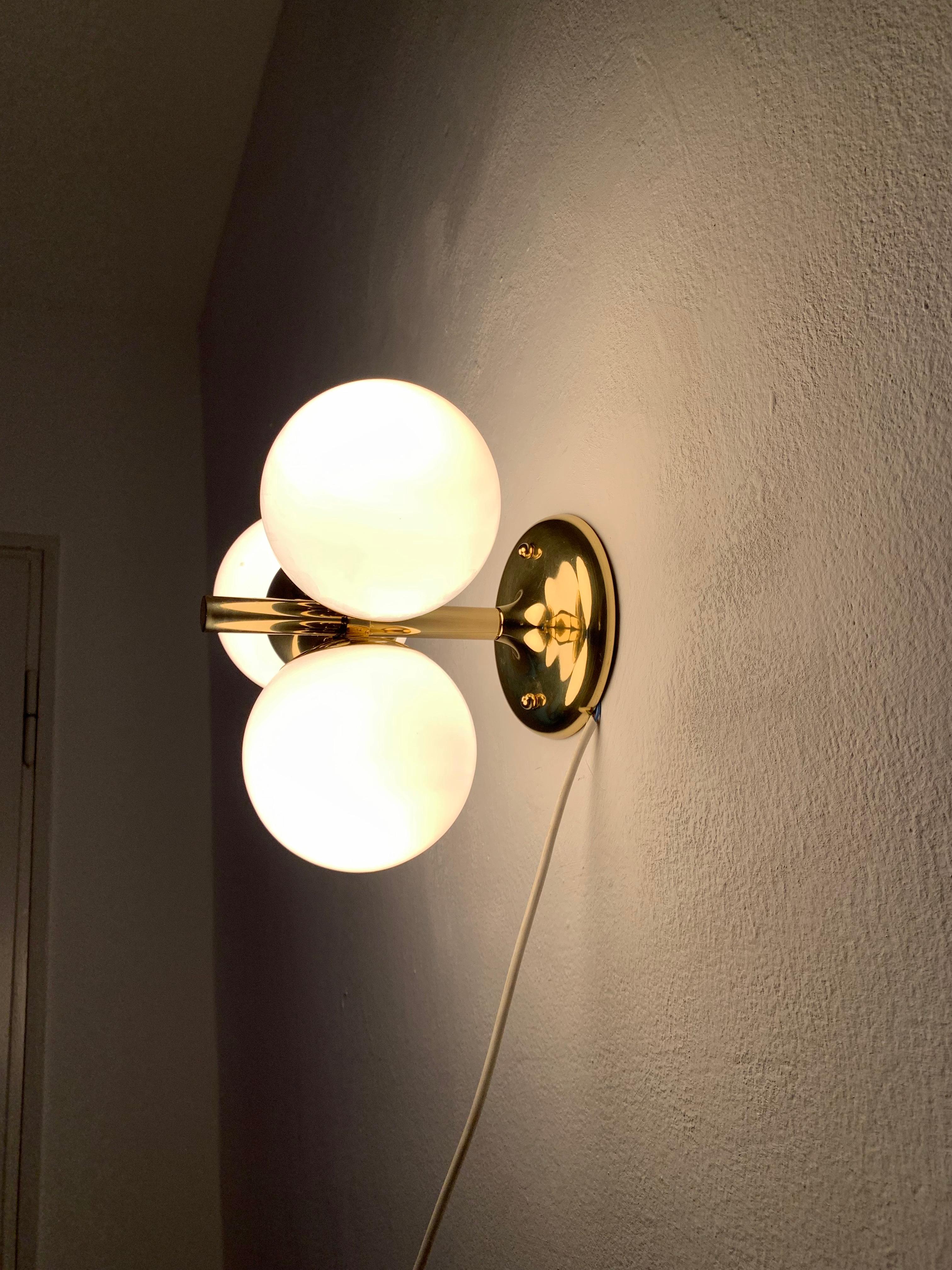 Metal Opaline Flush Lamp by Kaiser Leuchten For Sale
