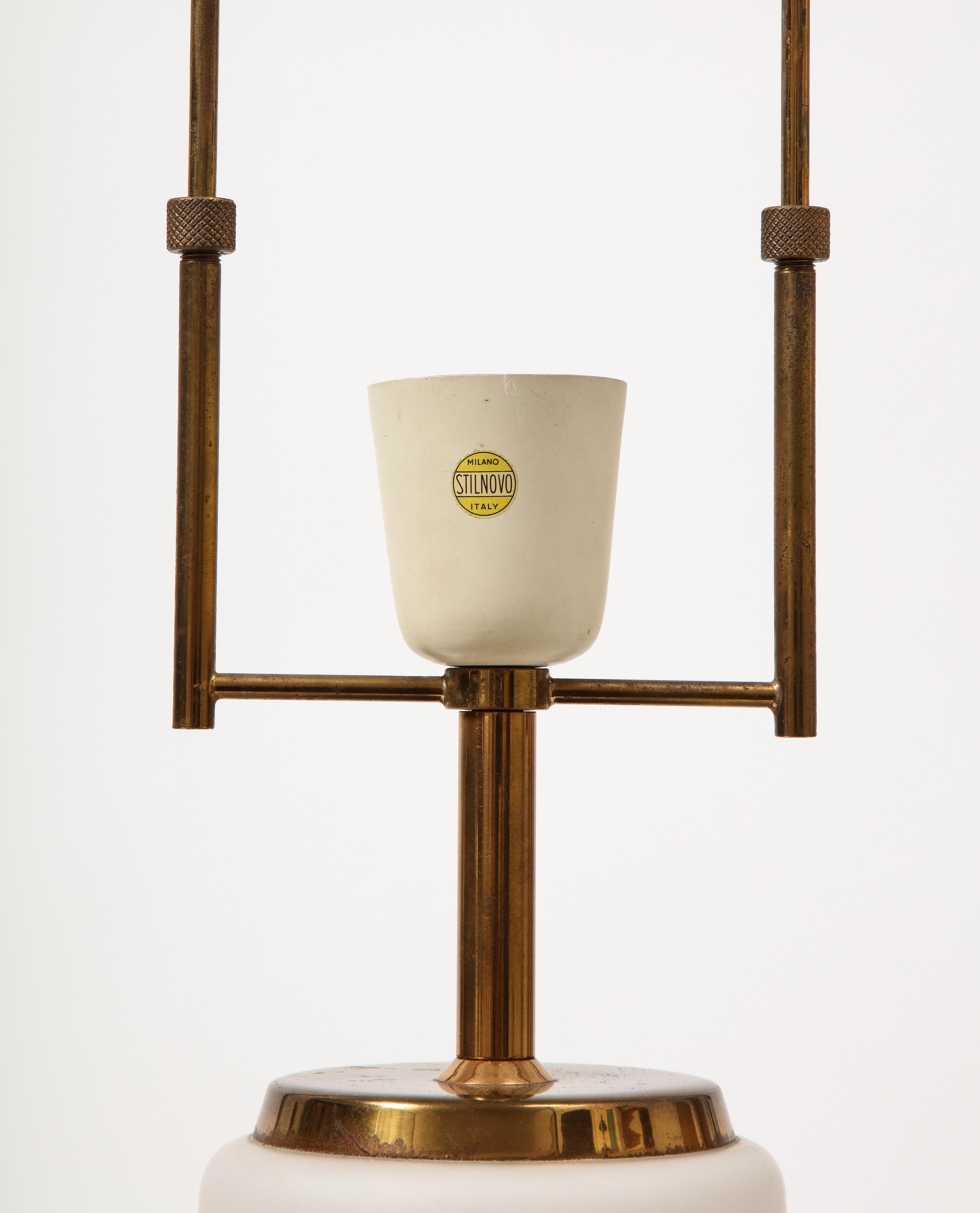 Opaline Glass and Brass Modernist Table Lamp by Stilnovo, Italy, c. 1950 For Sale 5