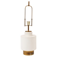 Opaline Glass and Brass Modernist Table Lamp by Stilnovo, Italy, c. 1950