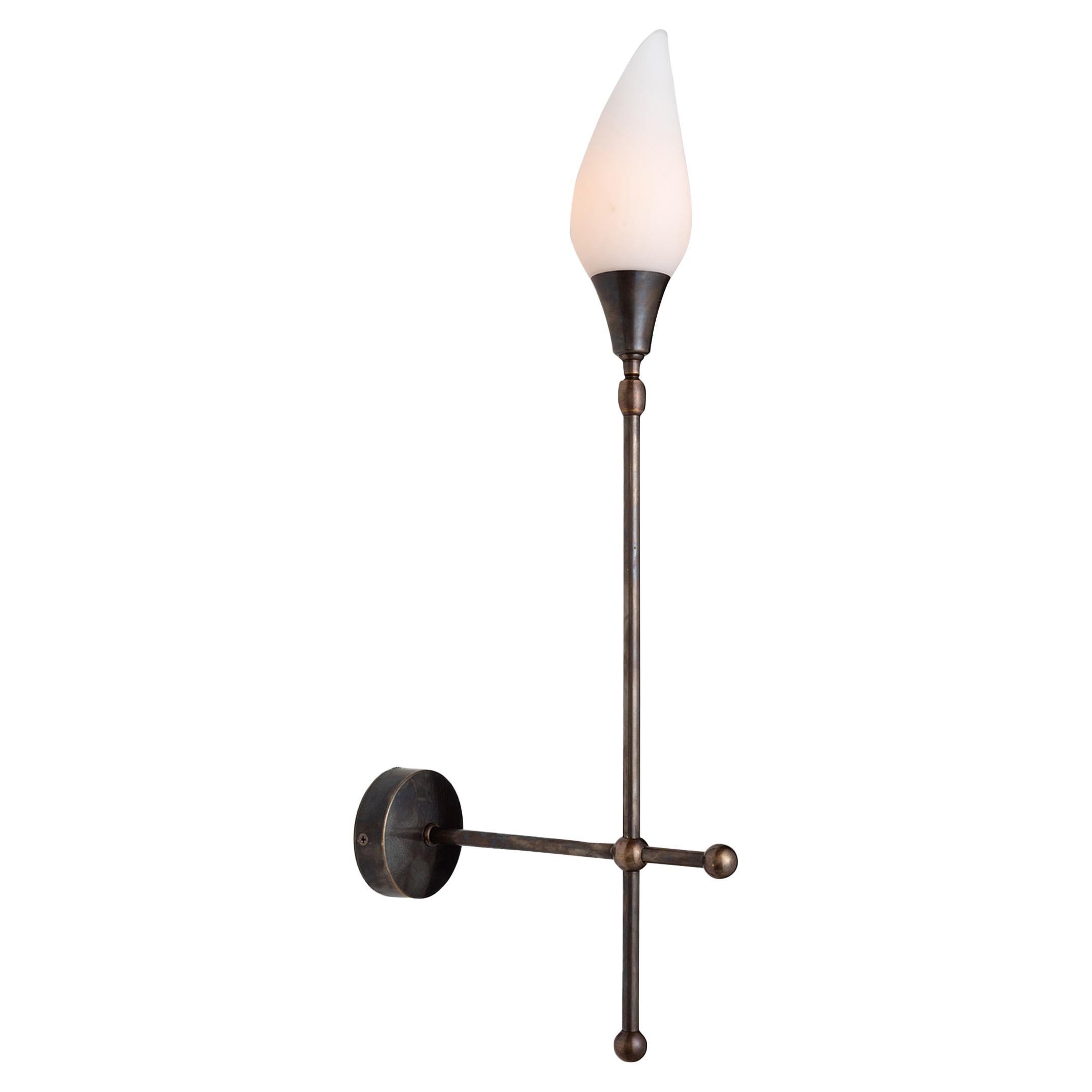 Opaline Glass and Brass Sconce, Made in Italy For Sale