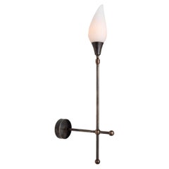 Opaline Glass and Brass Sconce, Made in Italy