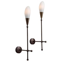 Opaline Glass and Brass Sconce, Made in Italy