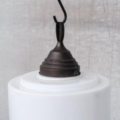 Opaline Glass and Brass Stepped Pendant Light