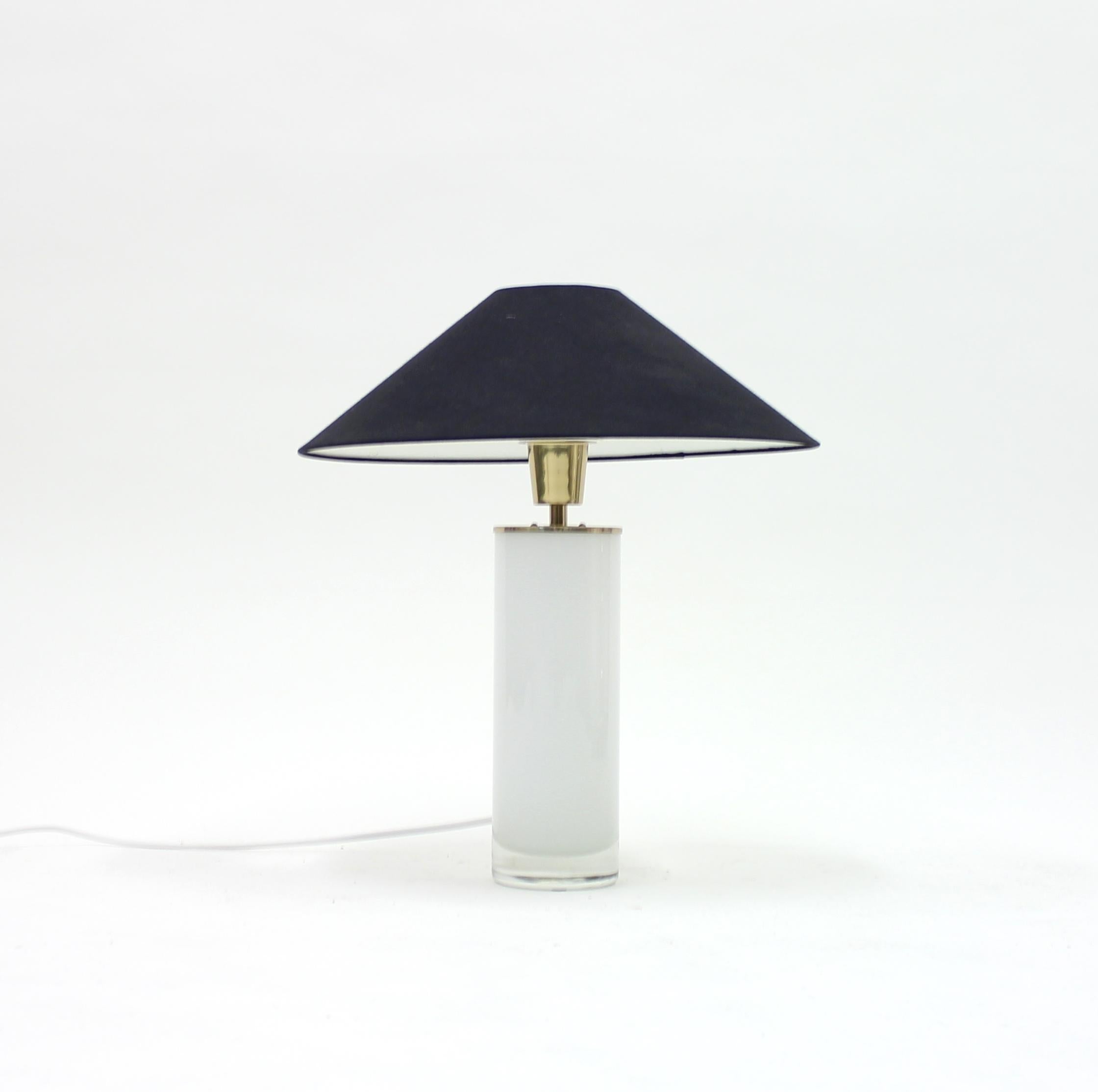 Scandinavian Modern Opaline Glass and Brass Table Lamp, Fab, 1960s