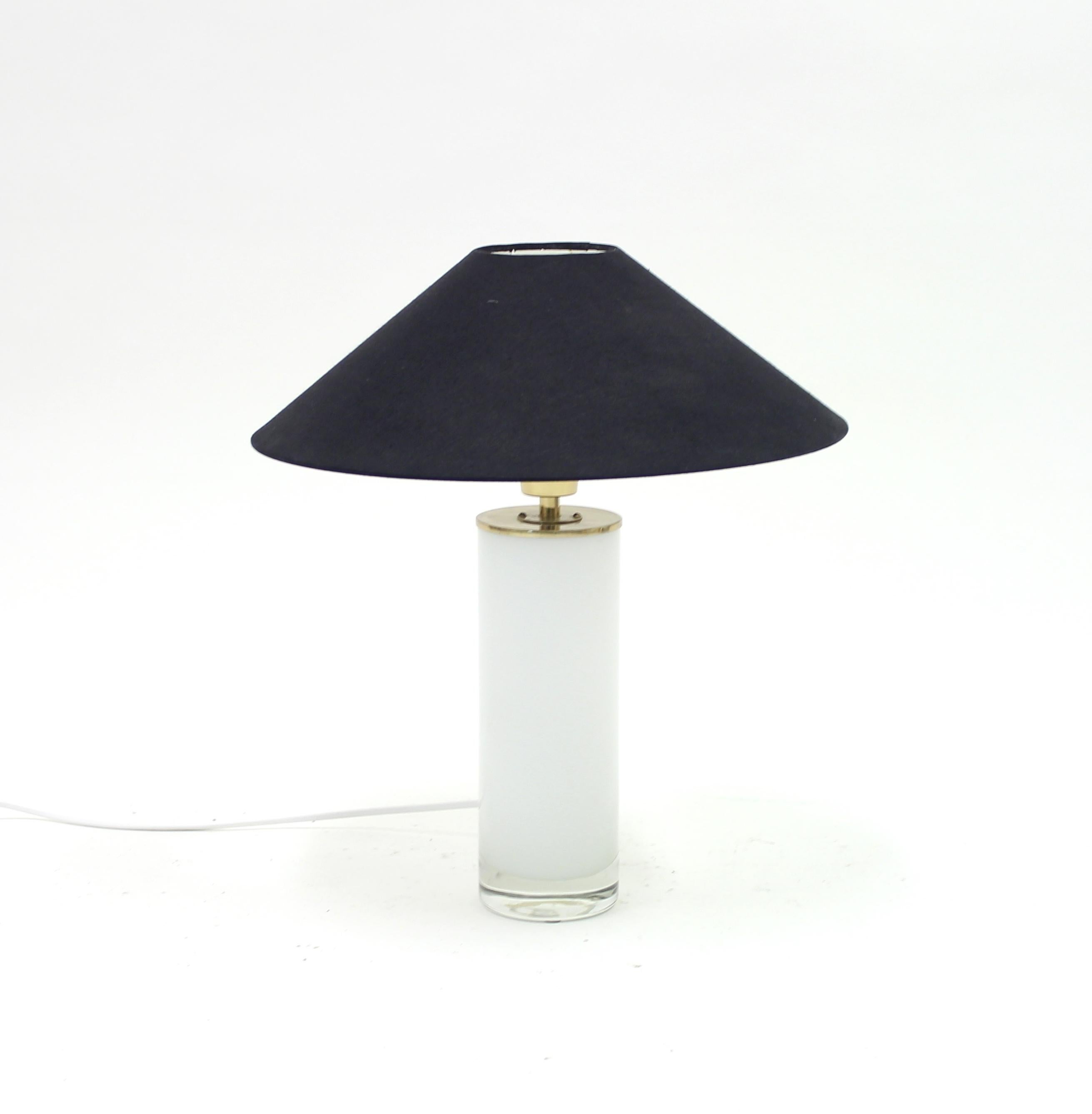 Swedish Opaline Glass and Brass Table Lamp, Fab, 1960s