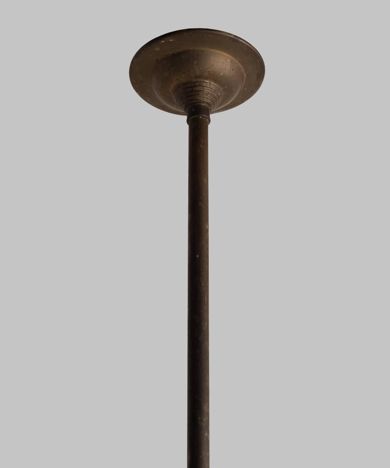 English Opaline Glass Bell Pendant, England, circa 1920