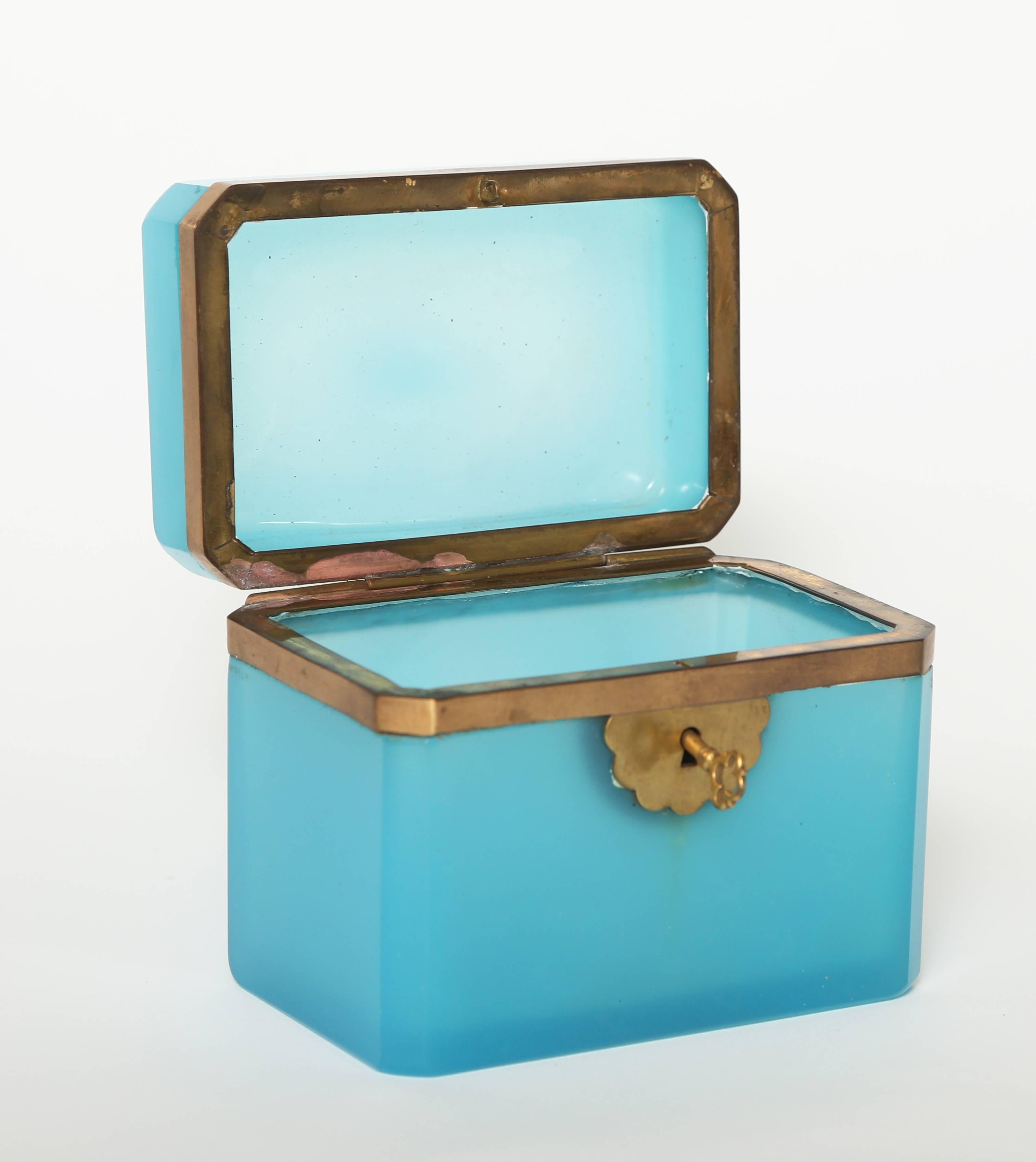 Napoleon III Opaline Glass Box with Key