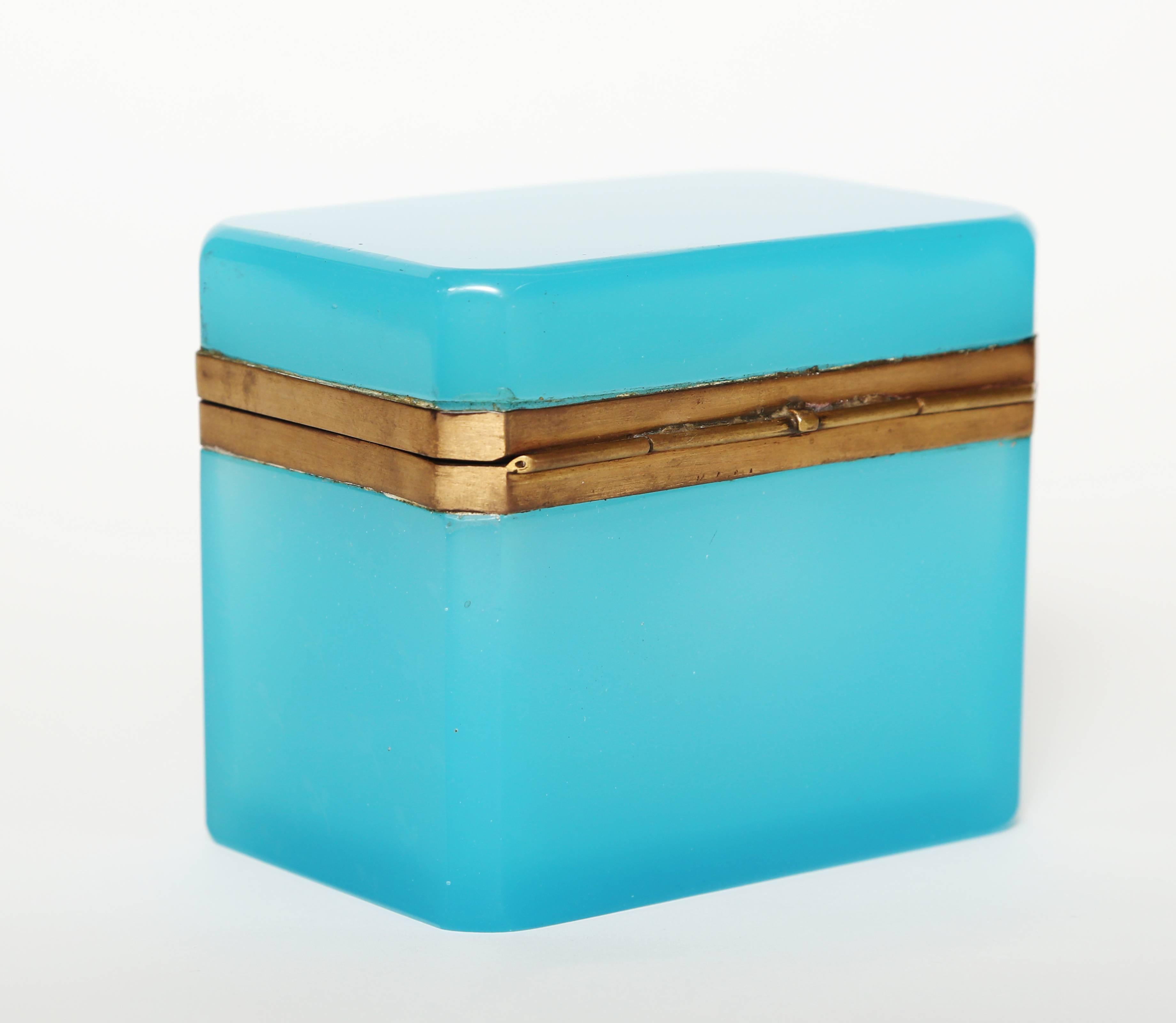 French Opaline Glass Box with Key