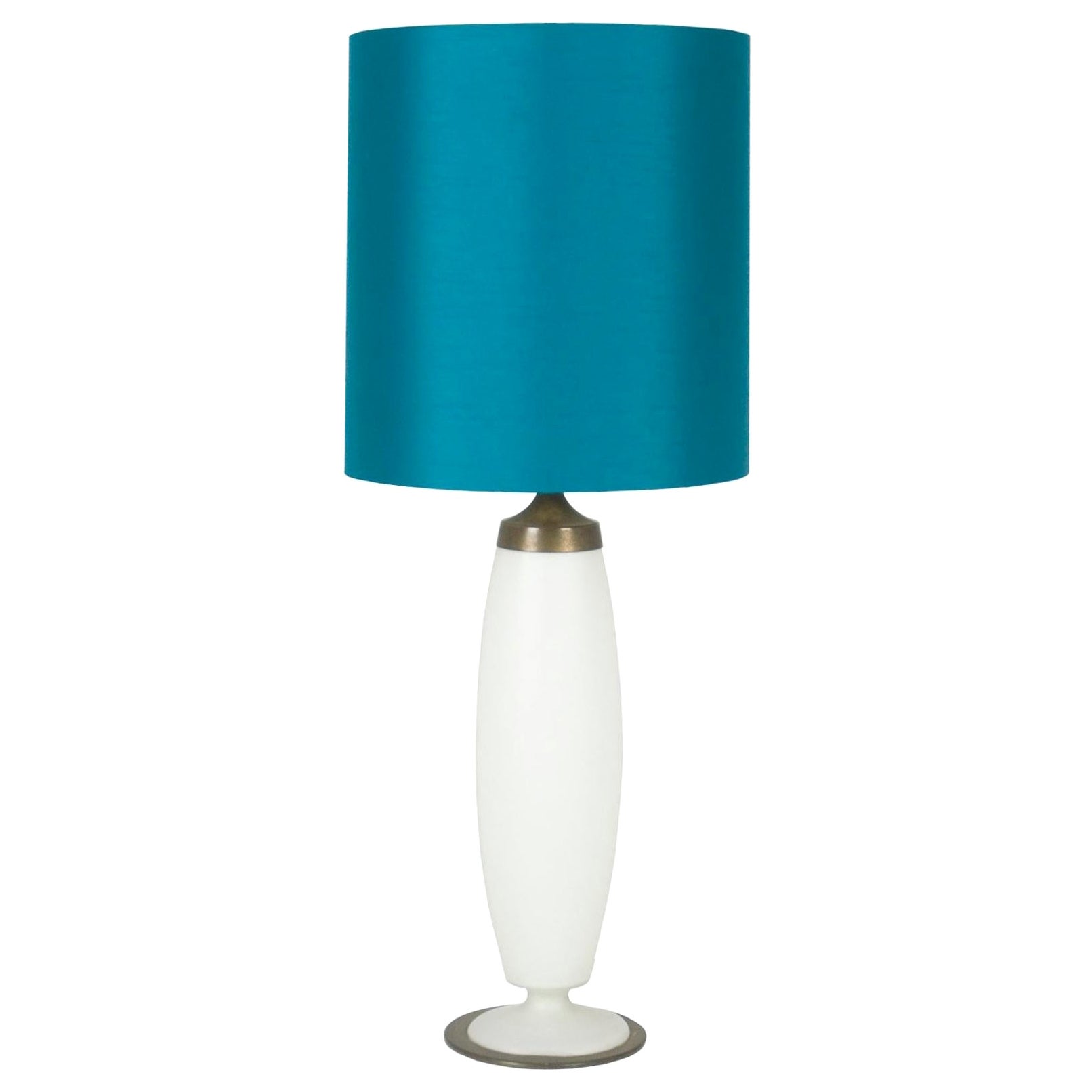 Opaline glass & brass Mid-century Abat Jour by Stilnovo