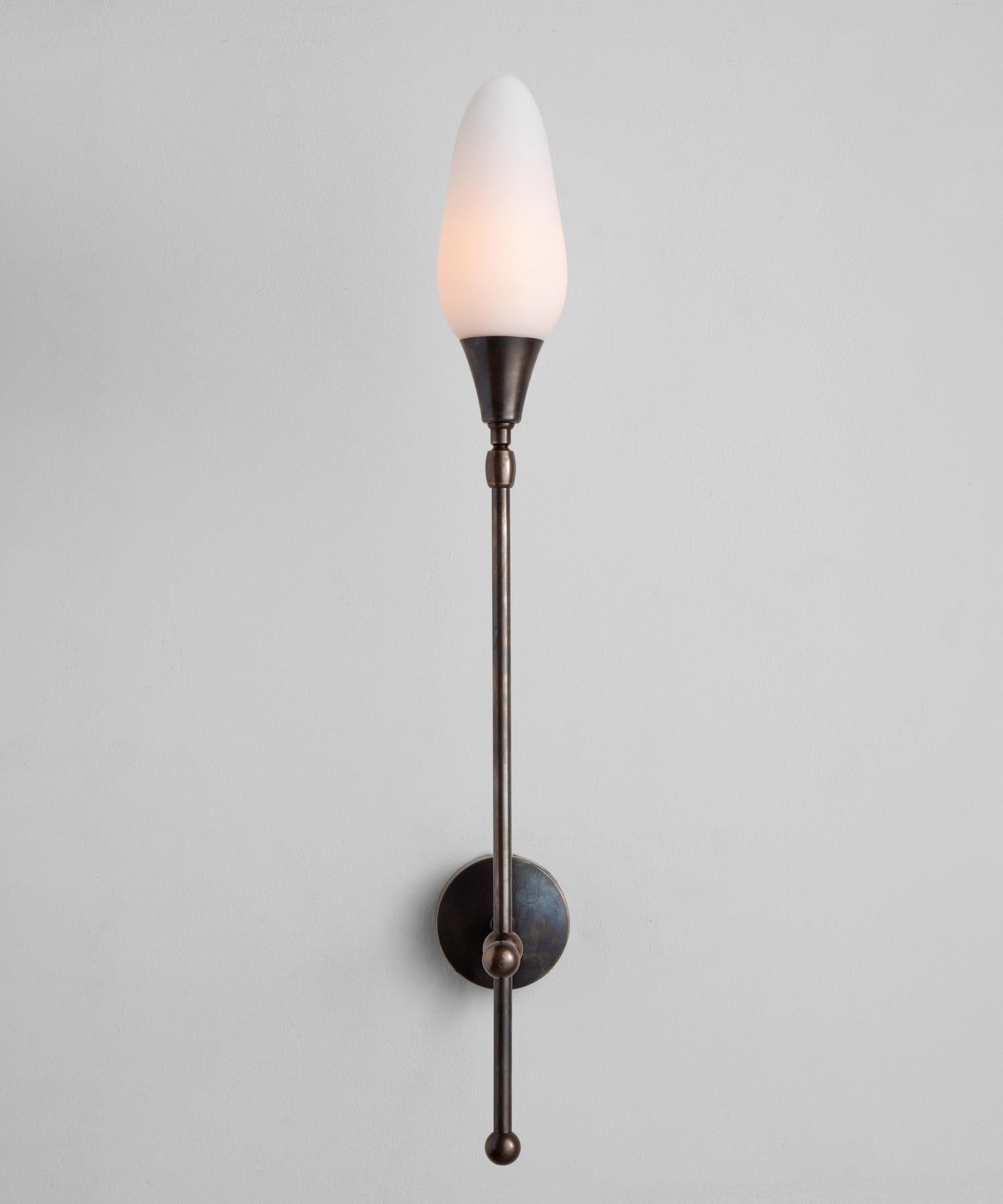 Contemporary Opaline Glass and Brass Sconce, Made in Italy For Sale