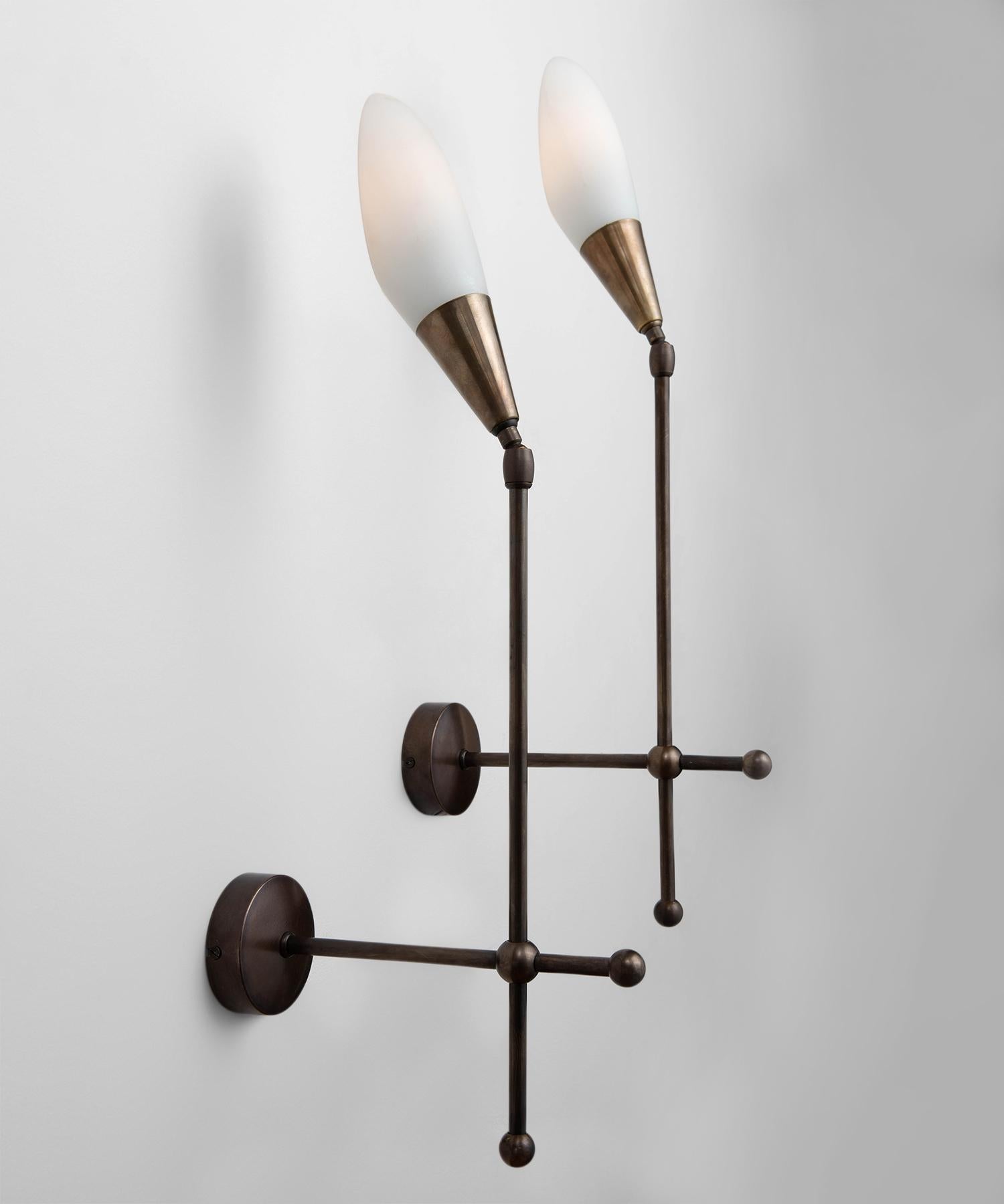 Contemporary Opaline Glass and Brass Sconce, Made in Italy For Sale