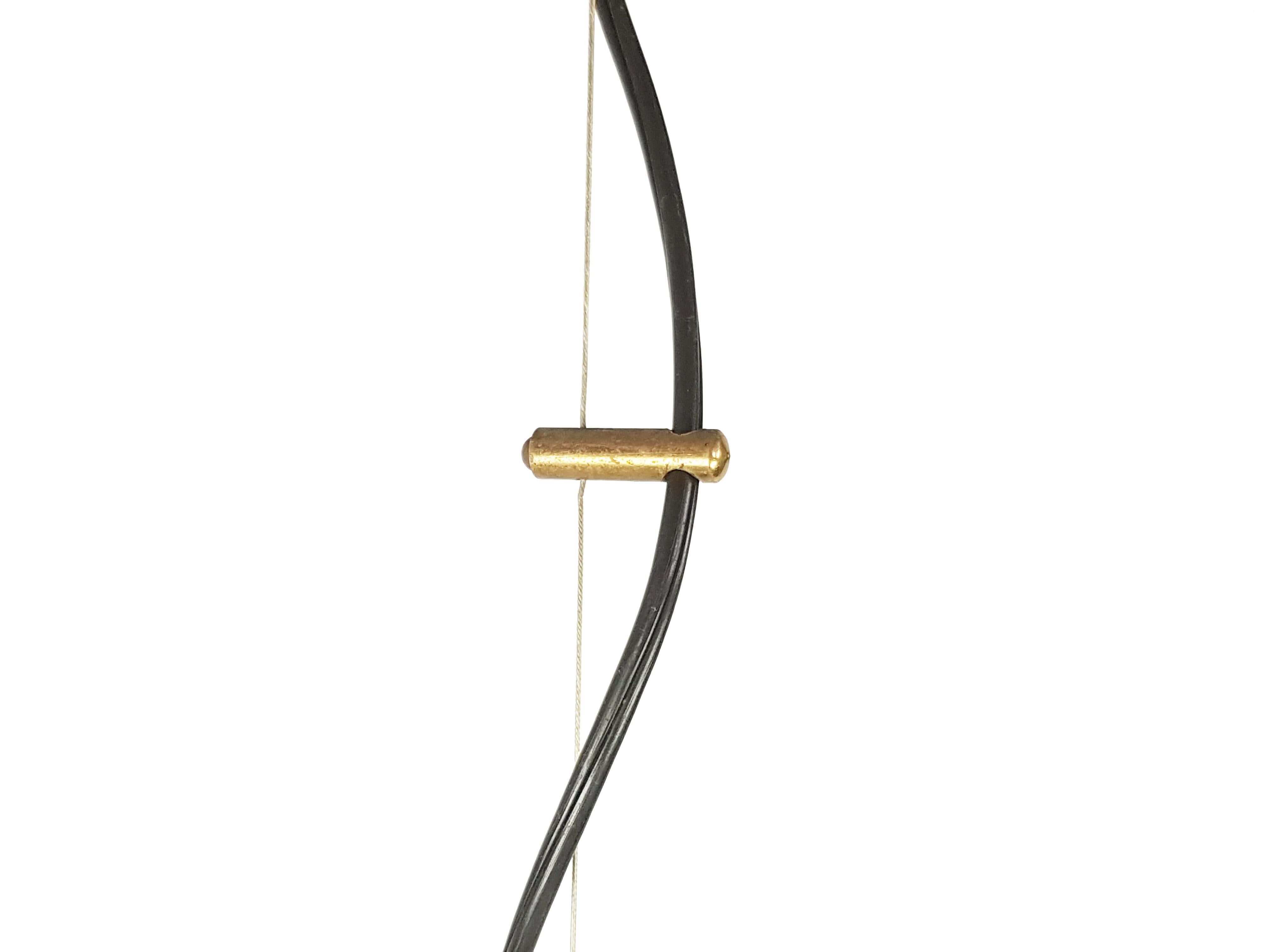 Metal Opaline Glass Brass & Teak 1950s Pendant Lamp in the Style of Arredoluce For Sale