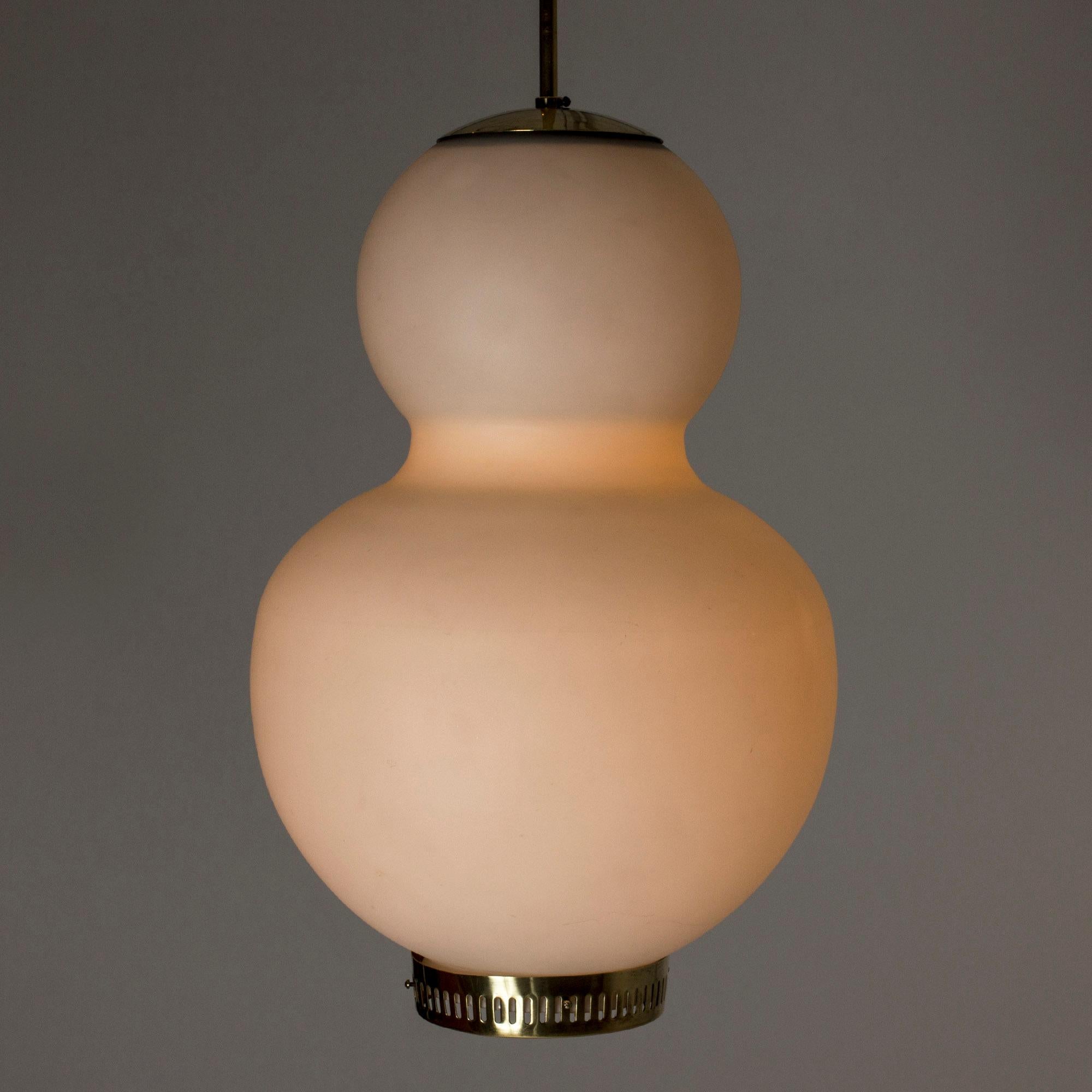 Opaline Glass Ceiling Light by Bent Karlby for Lyfa, Denmark, 1950s In Good Condition In Stockholm, SE