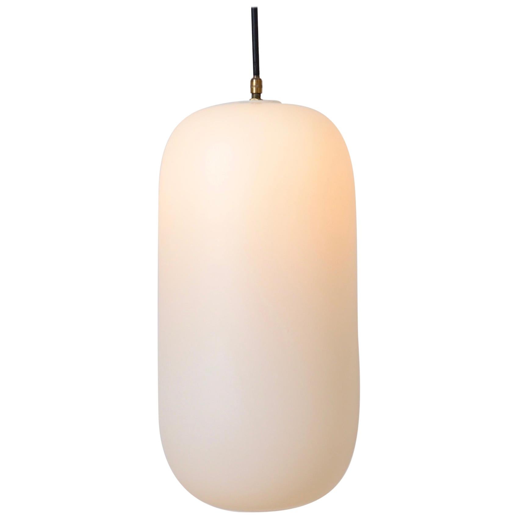 Opaline Glass Ceiling Pendant in the Style of Stilnovo, Italy, circa 1950