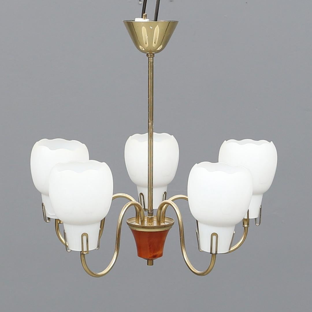 Opaline Glass Chandelier from the 1960s 2