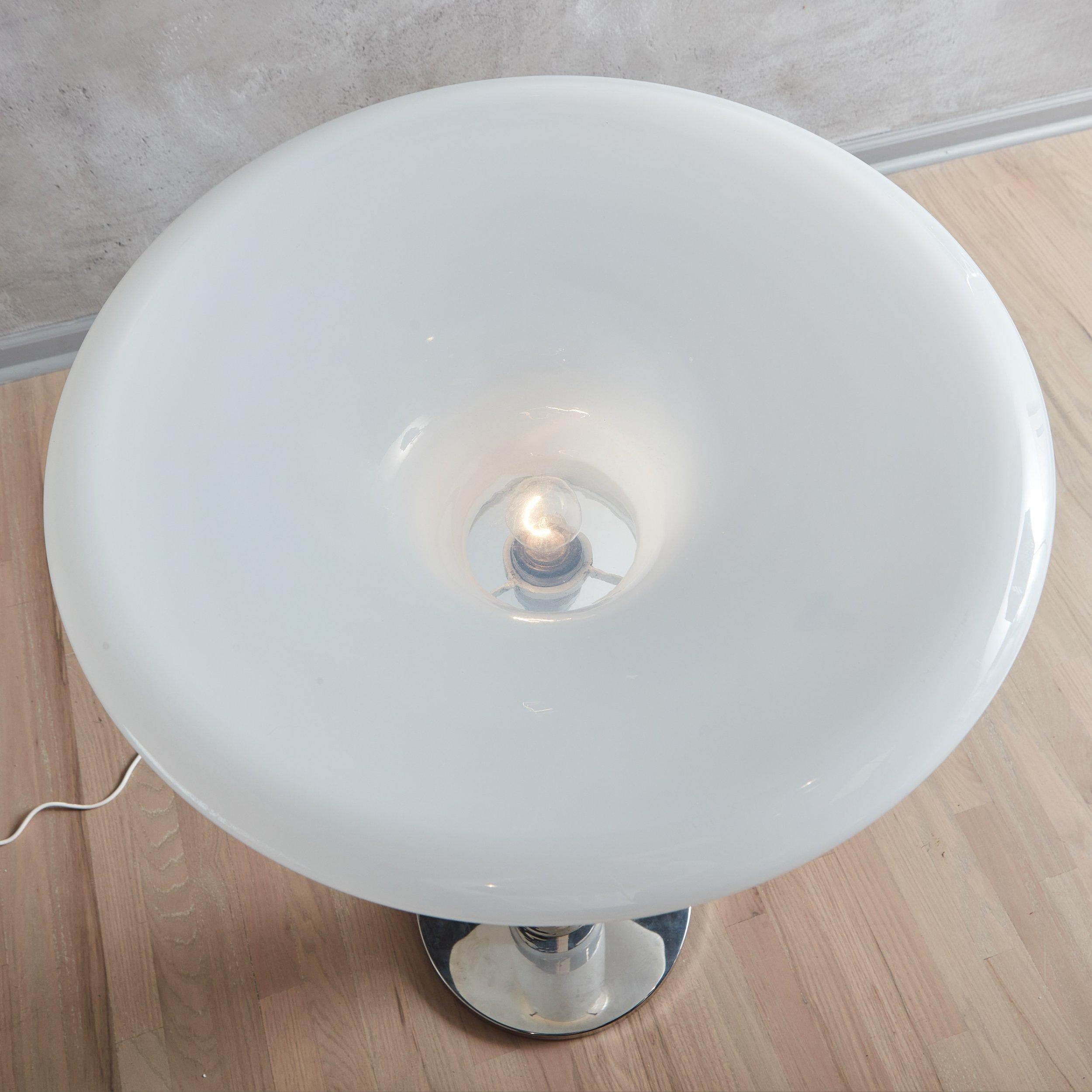 Opaline Glass + Chrome Floor Lamp by Adalberto Dal Lago for Vistosi, Italy For Sale 1