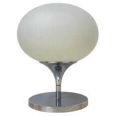 Opaline glass chromed steel & cast iron Space Age lamp by Kaiser Leuchten, 1970’