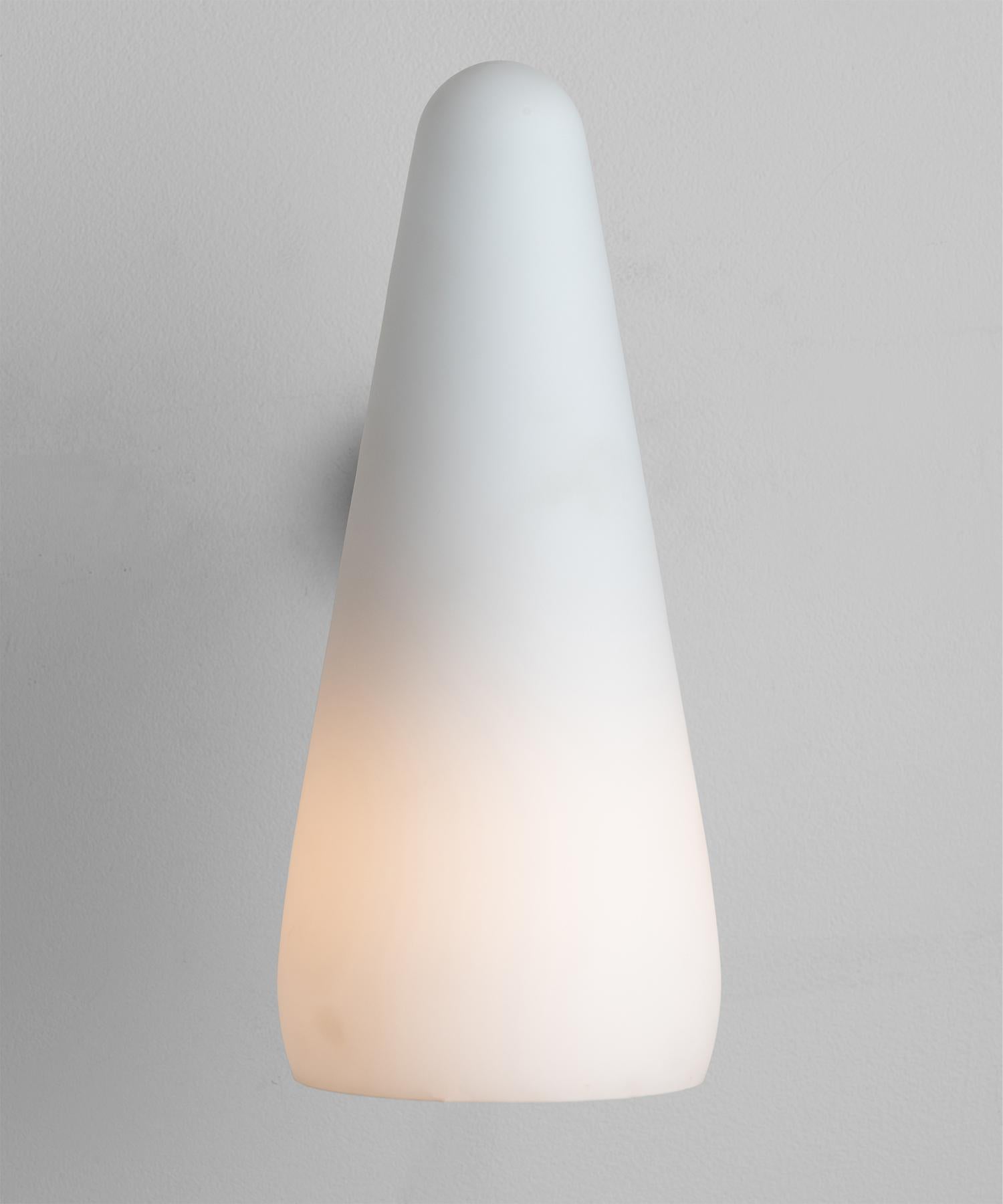 Italian Opaline Glass Cone Sconce, Made in Italy For Sale