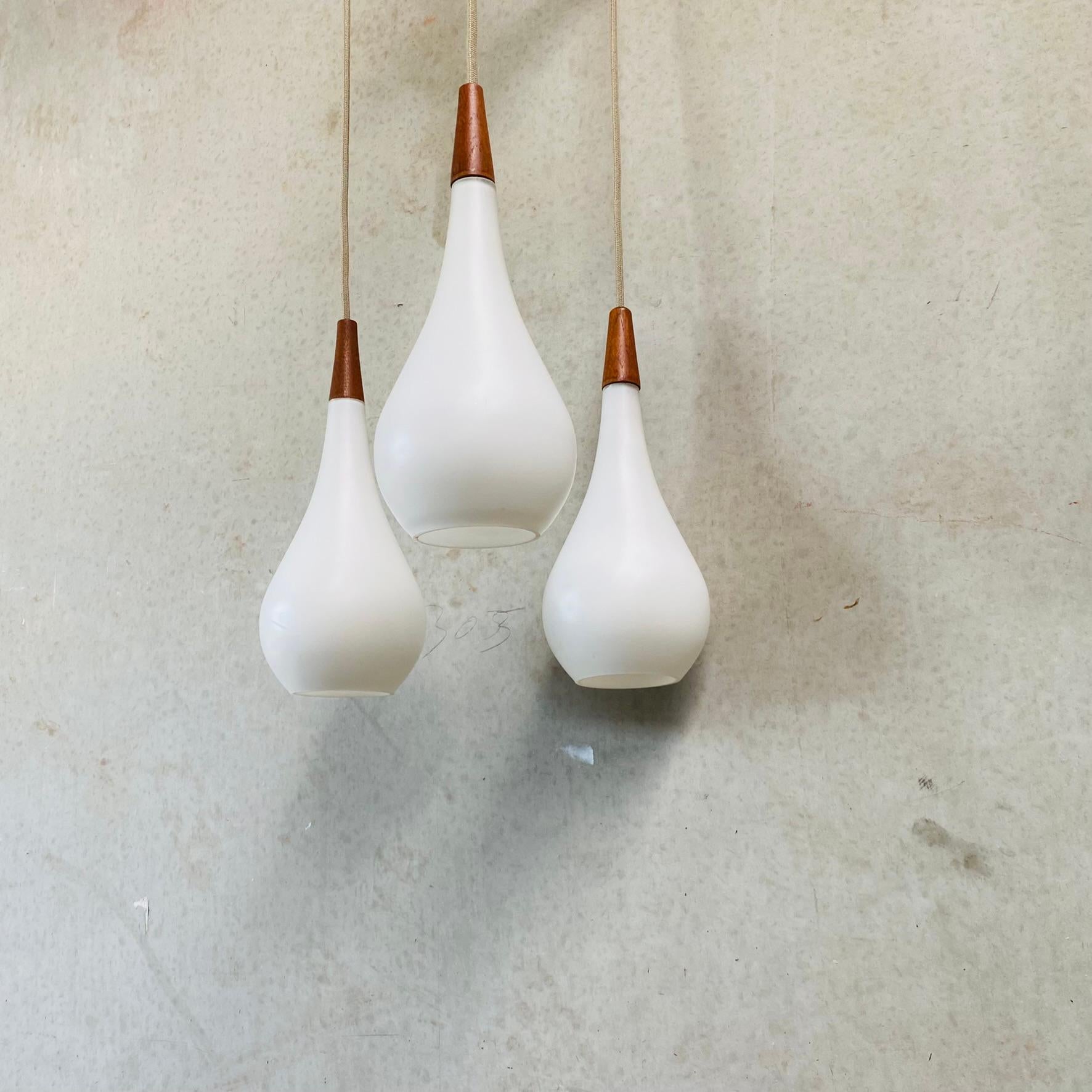 Mid-20th Century Opaline Glass Drop Pendant Light by Holmegaard, Denmark, 1960