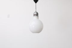 Opaline Glass Globe Pendant Lamp with Open Bottom, Chrome Cap, and Black Canopy
