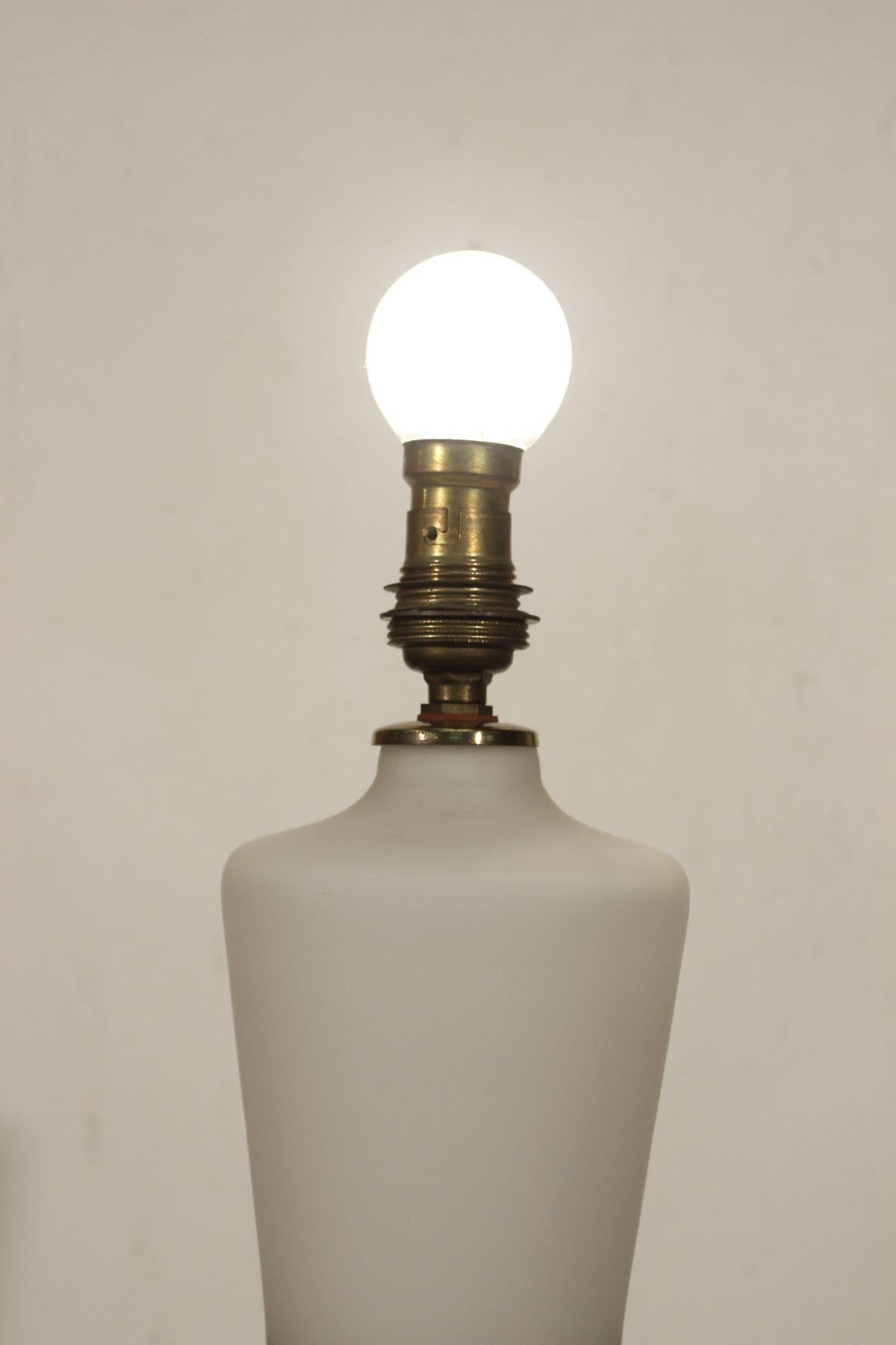 Mid-20th Century Opaline glass lamp base by Pukeberg & Böhlmarks, Sweden 1940s For Sale