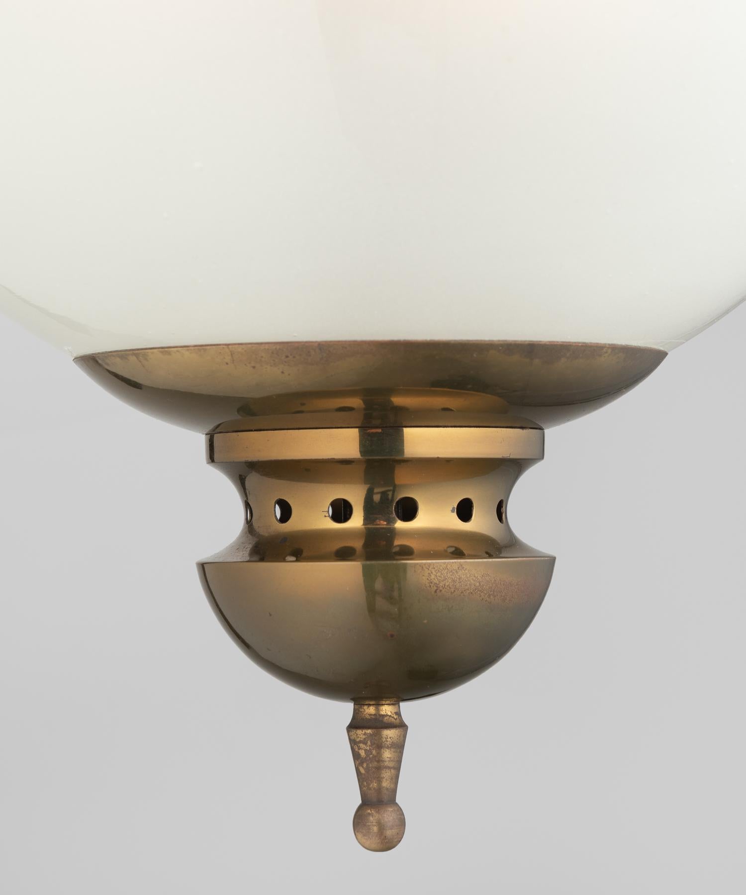 Mid-20th Century Opaline Glass Lantern by Luigi Caccia Dominioni for Azucena, Italy, circa 1950