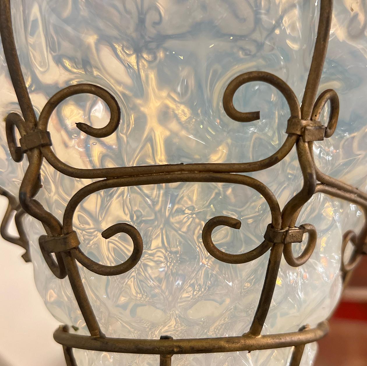 Italian Opaline Glass Lantern For Sale