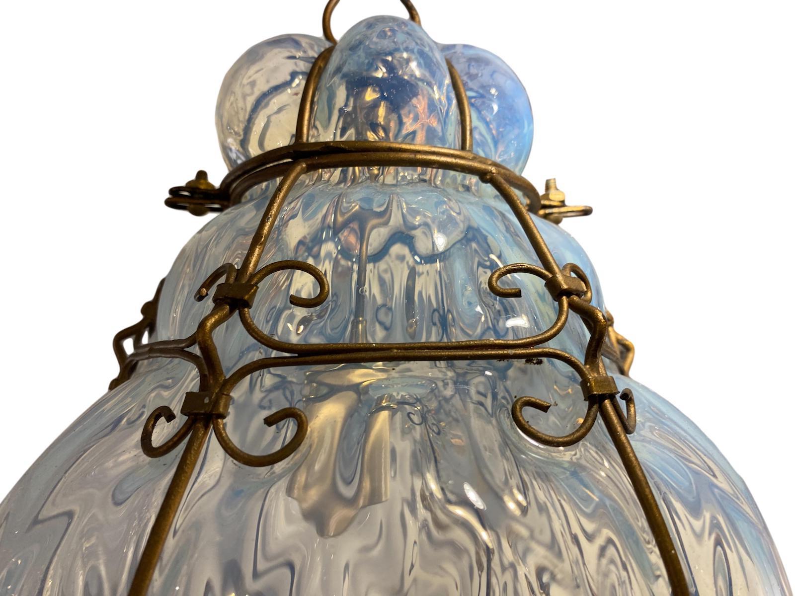 Opaline Glass Lantern In Good Condition In New York, NY