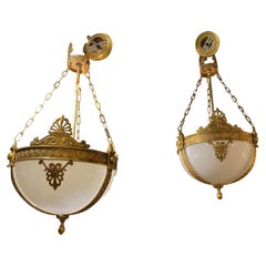 Opaline Glass Light Fixture, Circa 1930s