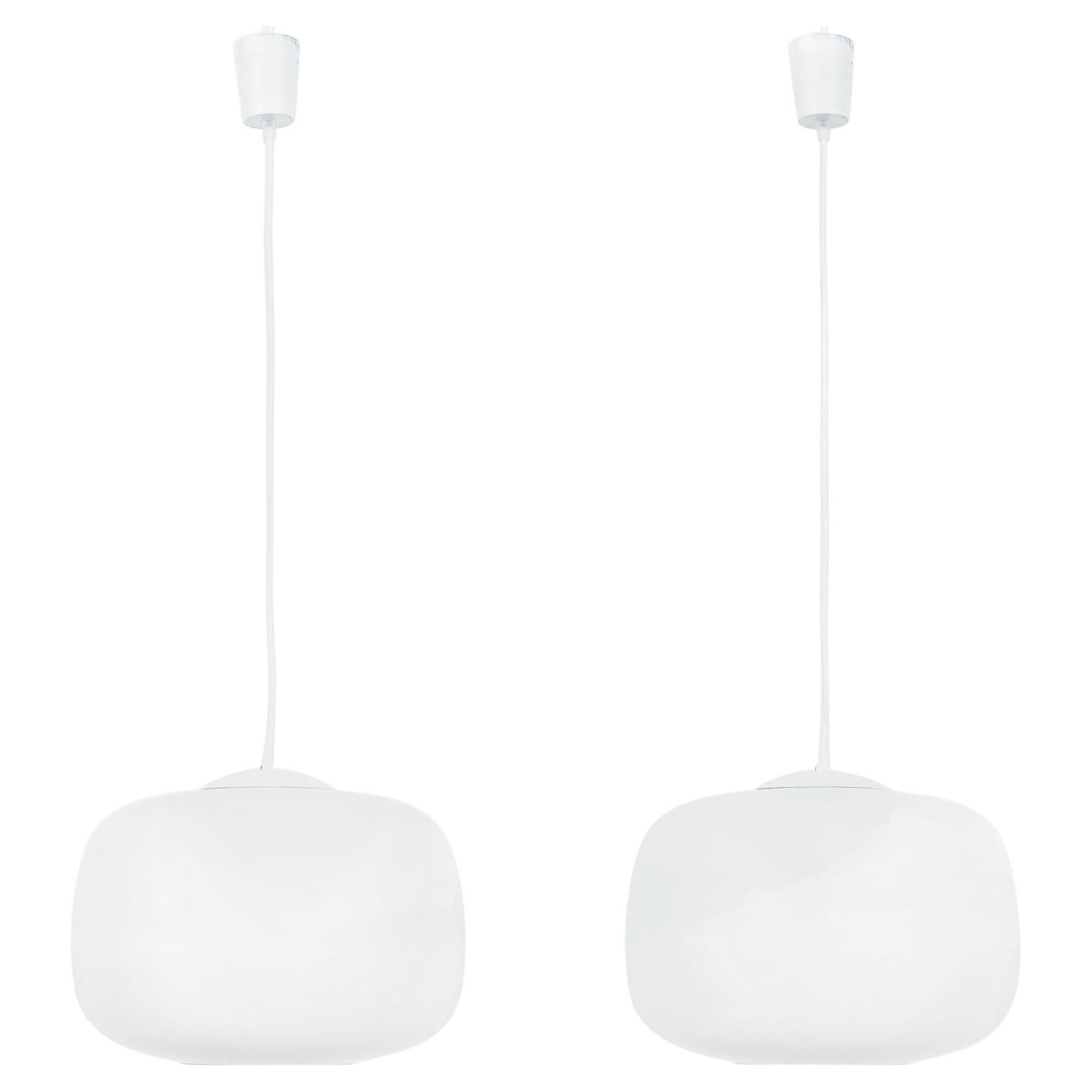 Opaline Glass Midcentury Pendant Lamps by Limburg Pair, Germany