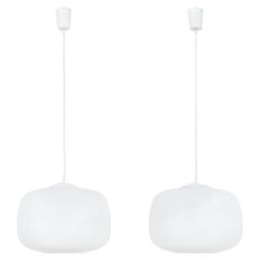 Retro Opaline Glass Midcentury Pendant Lamps by Limburg Pair, Germany