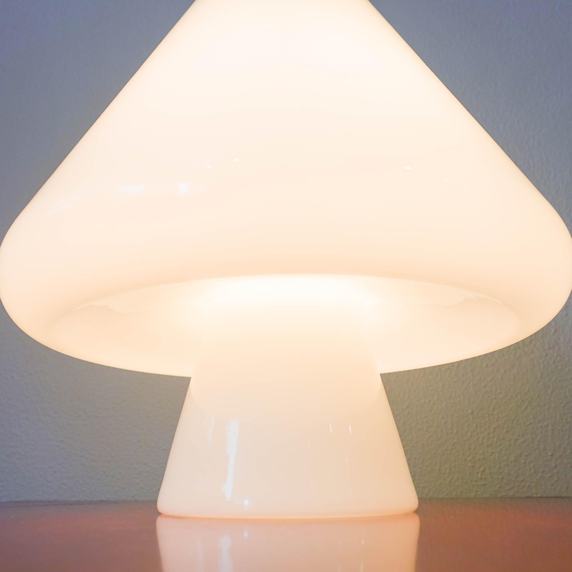 Opaline Glass Mushroom Table Lamp from Venini, 1960s 2