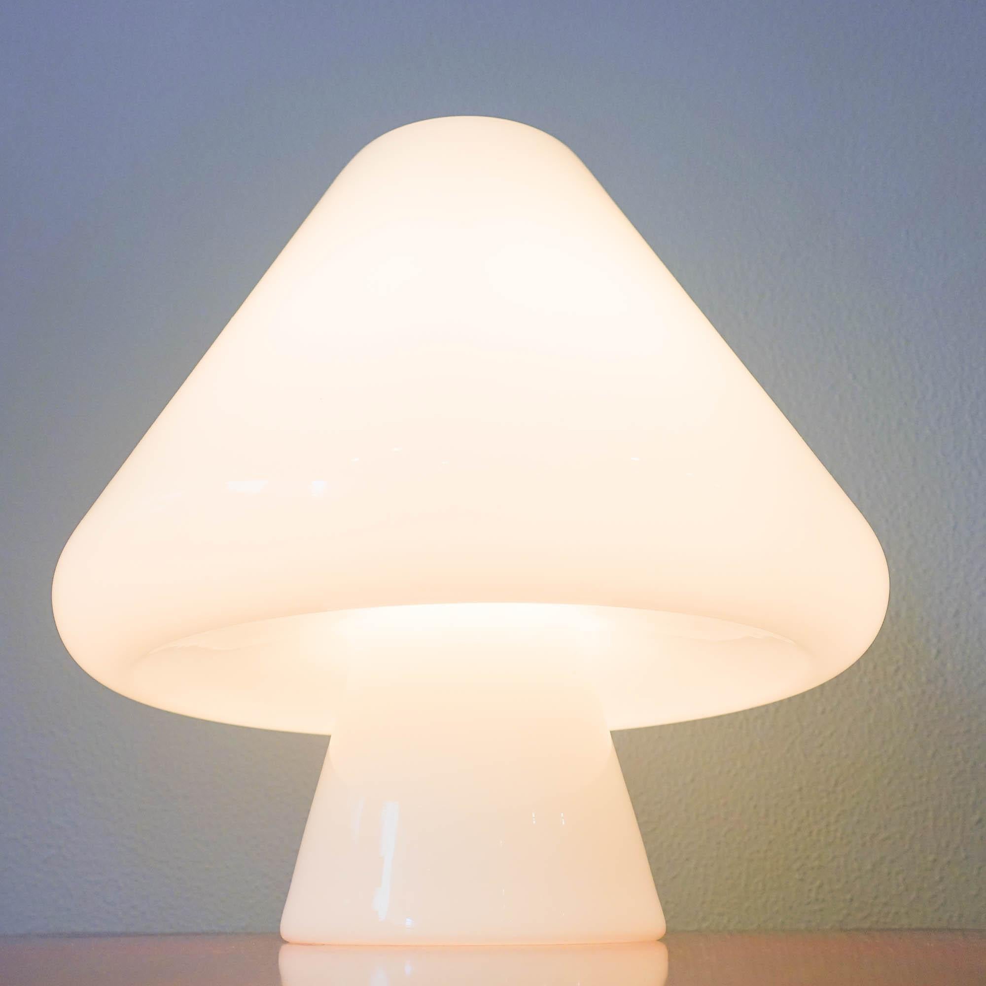 Opaline Glass Mushroom Table Lamp from Venini, 1960s 3