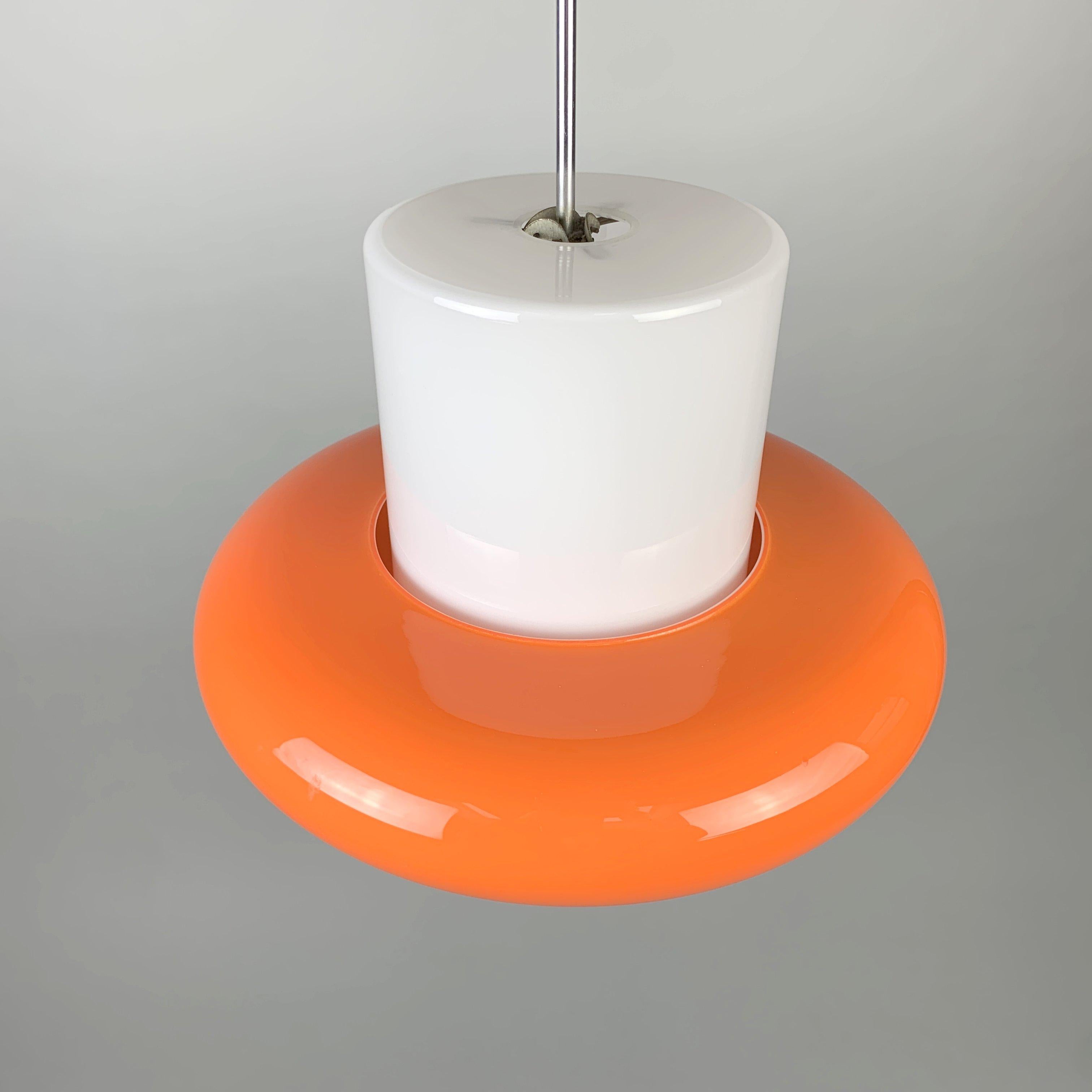 Mid-Century Modern Opaline Glass Pendant, Czechoslovakia, 1960s